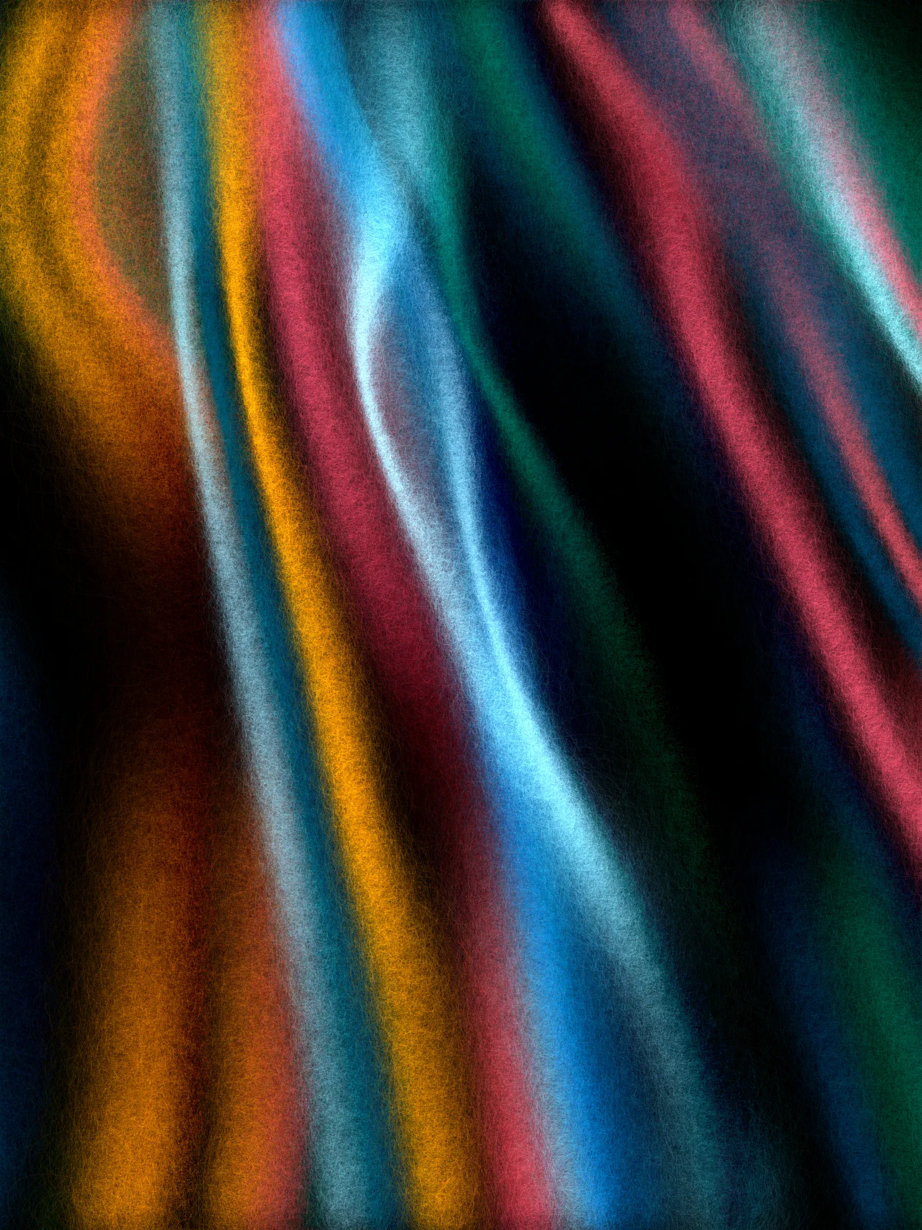 If winds were fibers, what would they weave?

I live on a hillside near the coast. Seasonal winds sculpt the trees into tortured but elegant shapes. Some are stripped bare but still reach for the sky. Others bend their trunks to protect their foliage like a shield.

This project began with an idea to simulate smoke and the winding paths it follows. The smoke coalesced into strands of fiber and colorful yarn. Then it swirled into strange and organic forms.

Some look like those wind-sculpted trees. Others are blankets unraveling, or storybook creatures felted from wool.

If you look close, they are all fuzzy and soft and begging to be touched.

As this project developed I researched fiber arts, an artistic tradition with a rich history. I spoke with artists and friends who knit, weave, felt wool, and raise Alpacas and sheep. Windwoven pieces don't try to simulate actual weaving, but the project is grounded in the fiber arts world. Many palettes are drawn from yarn and wool roving colors and from shades of Alpaca fur. The color blending mimics the dynamic colors that can be achieved when carding dyed wool.

Of course, most of the outputs could only be made with code, pushing fiber-like artwork into new realms.