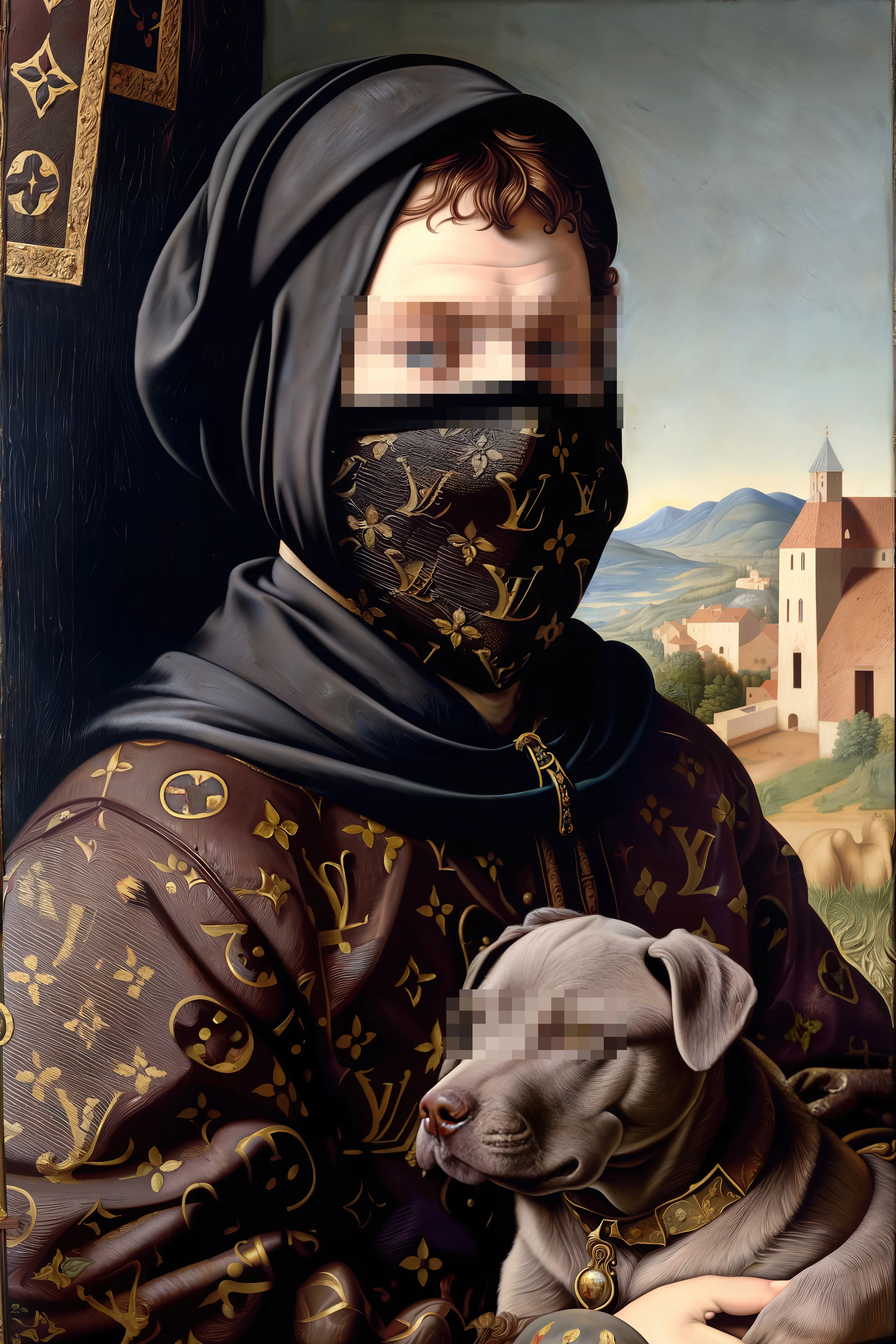 The "Threads of Time: The Modern Allegories" series blends Renaissance art aesthetic with contemporary branding and technology, using AI to induce the Mandela Effect by blurring the lines of time and memory, as if this modern attire donned such Renaissance-era figures.

As familiar icons of Nike, Apple, and the American Flag seamlessly integrate into classical scenes, viewers are left questioning the longevity of these symbols and perhaps altering our perception of history. While no formal affiliation exists between this series and the brands displayed, their use has become a critical component in the artist’s body of work. The juxtaposition of period-specific iconography invites us to recognize the common pursuit of beauty throughout time, while embracing the overt evolutions that are shaping this new era.

Each piece in this collection further explores themes such as compassion, exploration, empowerment, and innovation while celebrating the harmonious fusion between tradition and modernity, even antiquity and contemporary fashion. The subjects in these paintings embody diverse aspects of the modern human experience – from nurturing life on Earth to safeguarding digital assets. Together, each painting represents a quintessential allegory of the topics most critical to today’s culturally connected world.