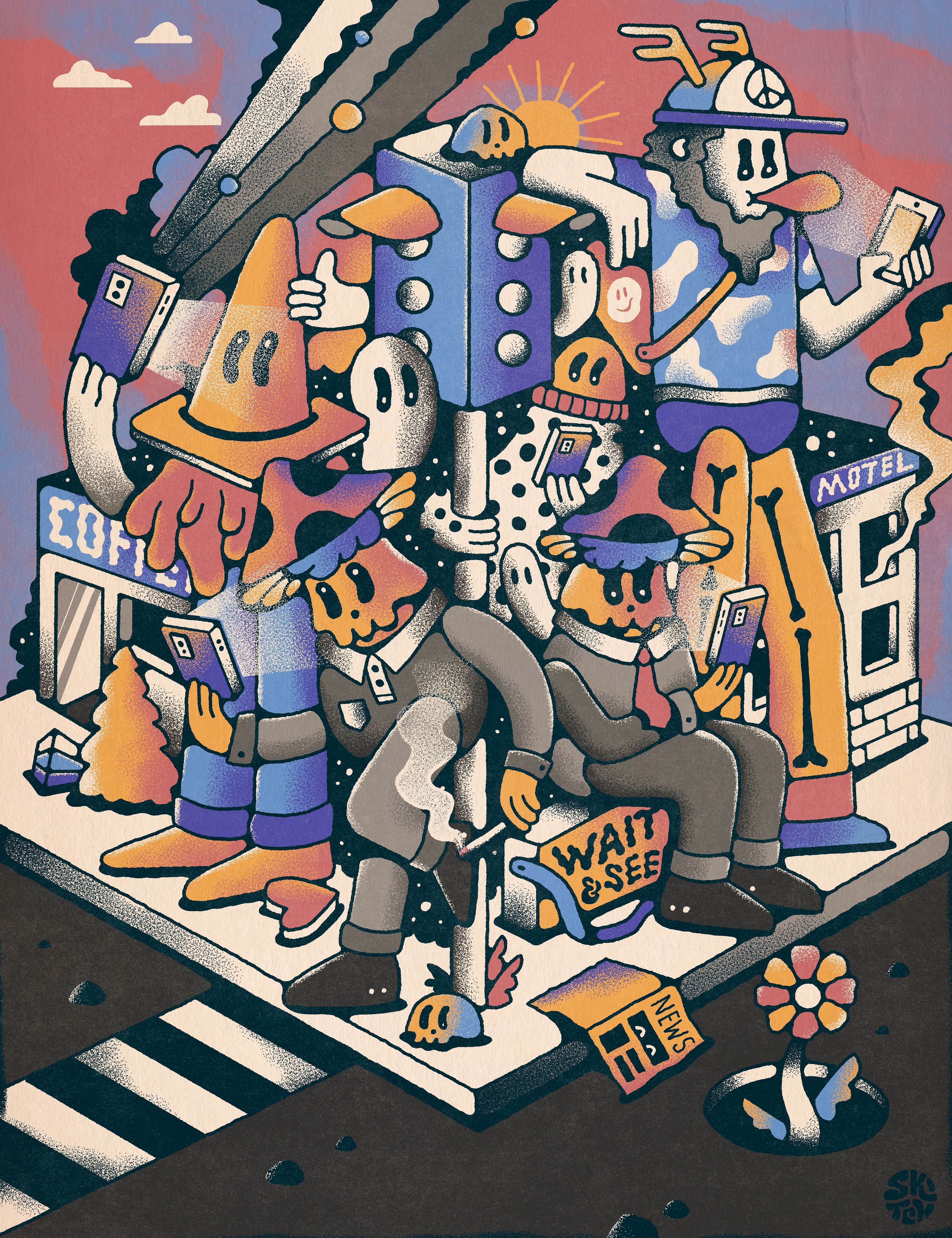 "The bus is only a bit late 15 minutes, that's okay"

The Social Life collection  
5000x6500 pixel | JPEG  
2022