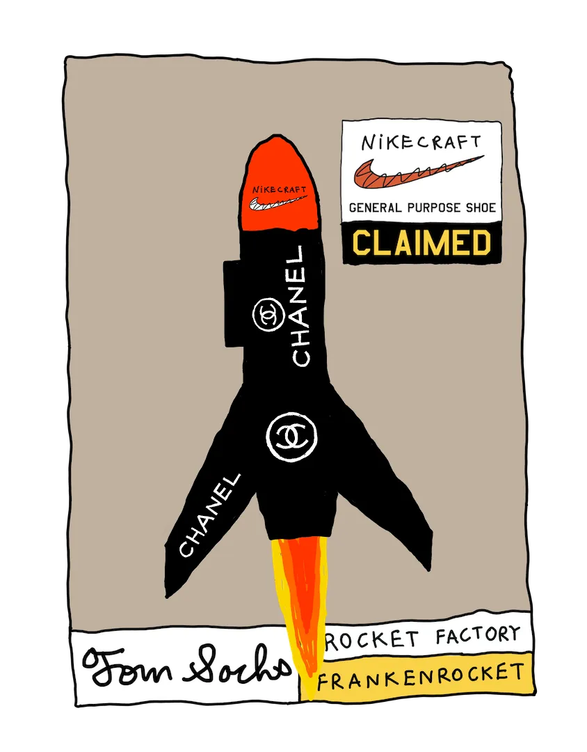 Tom Sachs Rocket Factory is a trans-dimensional manufacturing plant. Our Rocket Factory uses NFTs to build new NFTs. The Genesis NFT Collection from Tom Sachs