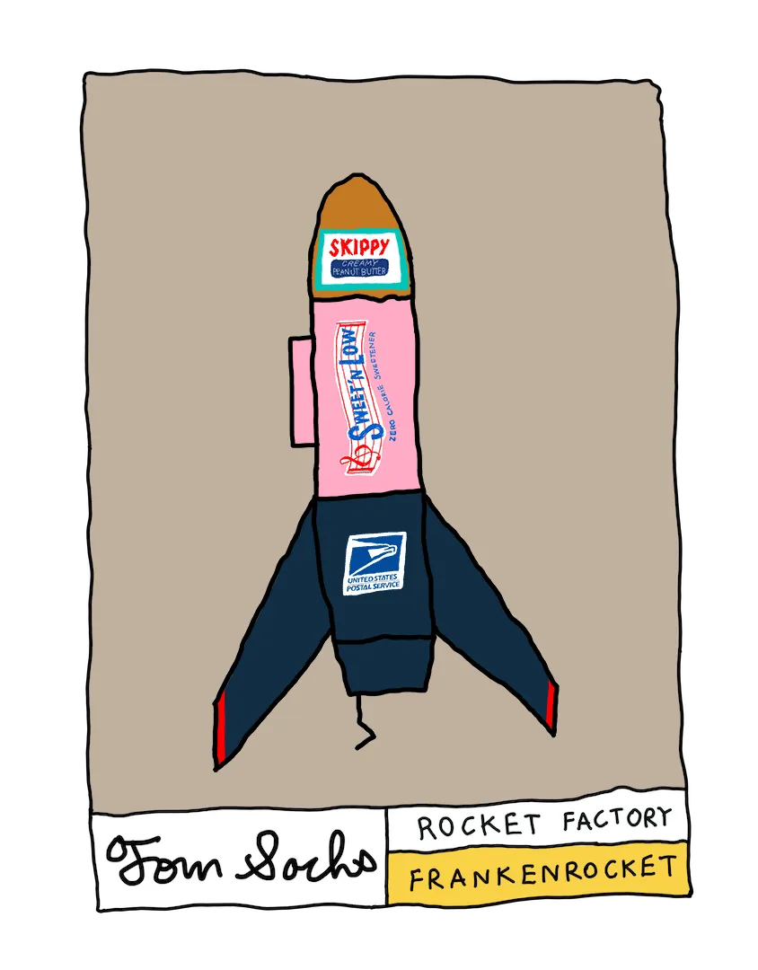 Tom Sachs Rocket Factory is a trans-dimensional manufacturing plant. Our Rocket Factory uses NFTs to build new NFTs. The Genesis NFT Collection from Tom Sachs