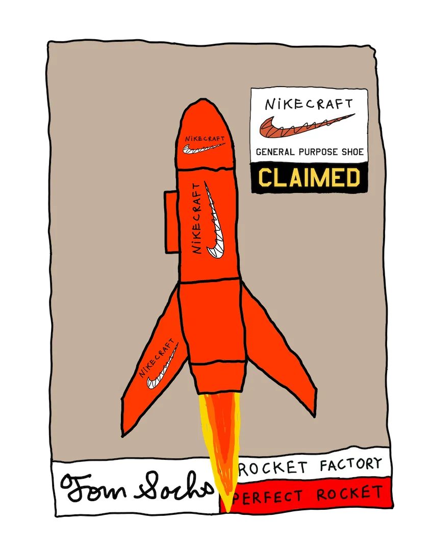 Tom Sachs Rocket Factory is a trans-dimensional manufacturing plant. Our Rocket Factory uses NFTs to build new NFTs. The Genesis NFT Collection from Tom Sachs