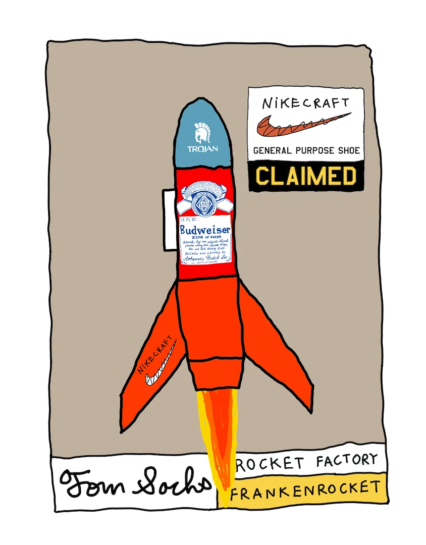 Tom Sachs Rocket Factory is a trans-dimensional manufacturing plant. Our Rocket Factory uses NFTs to build new NFTs. The Genesis NFT Collection from Tom Sachs