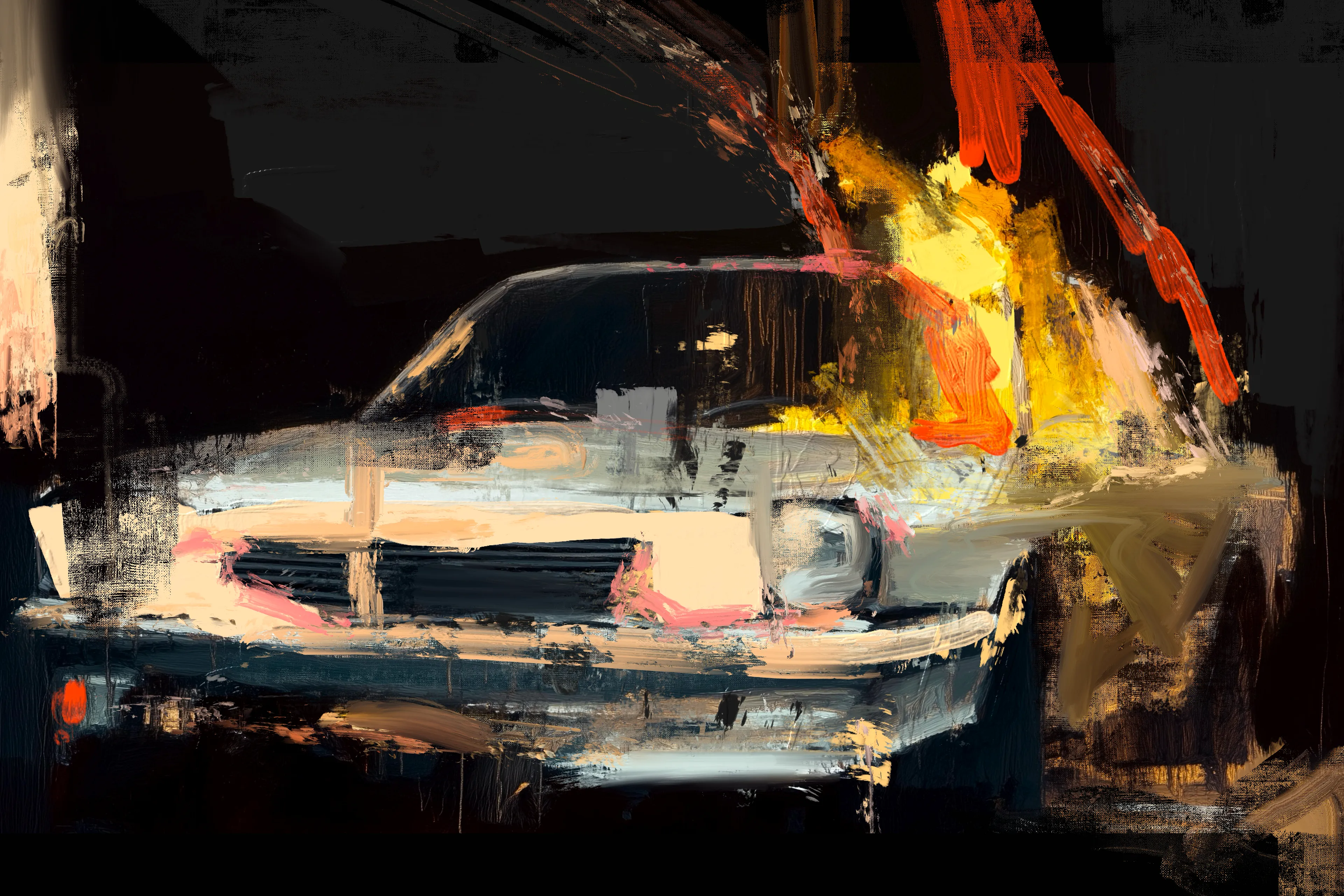 Abandoned Car 

Combining AI and digital painting 

Circa 2024