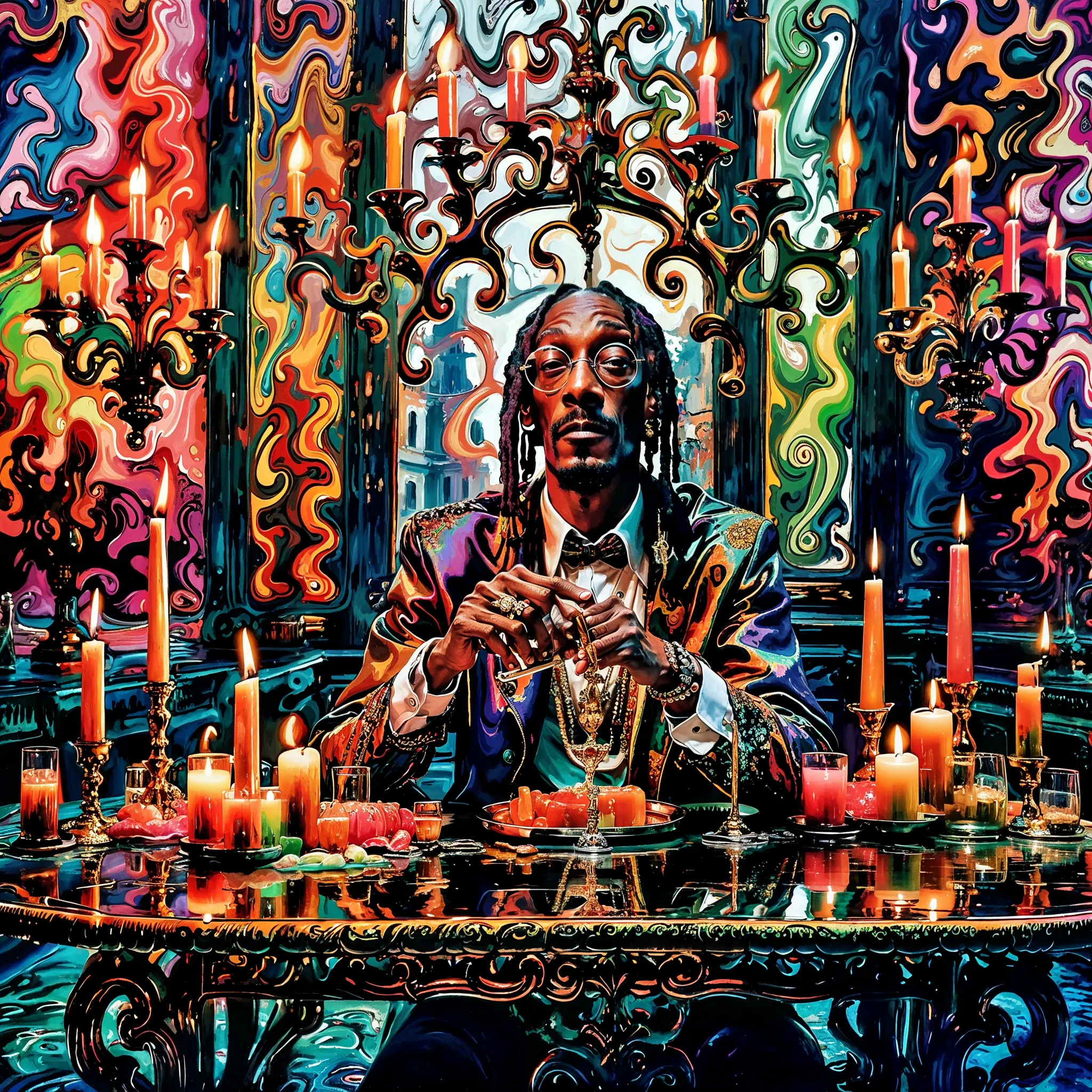 VERSAILLES 3.0 - SNOOP DOGG 💨

Snoop Dogg reigns at Versailles 3.0—candles, crypto, and chill vibes. 

No dogma, no division, just unity in diversity. 

Let’s leave the culture wars at the castle gates and blaze our own path, the Punk way!

// MLow x Clod

//——————— Process:

1) Rt-click saved all of the art in my wallet

2) Trained a GAN model using the pieces from my wallet 

3) Created new pieces in Midjourney 6, based on the GANs outputs

4) Trained a custom Wide World Stable Diffusion XL model with Lora’s trained on my WIYW GANs + MJ work 

5) Upscaled with Magnific AI
