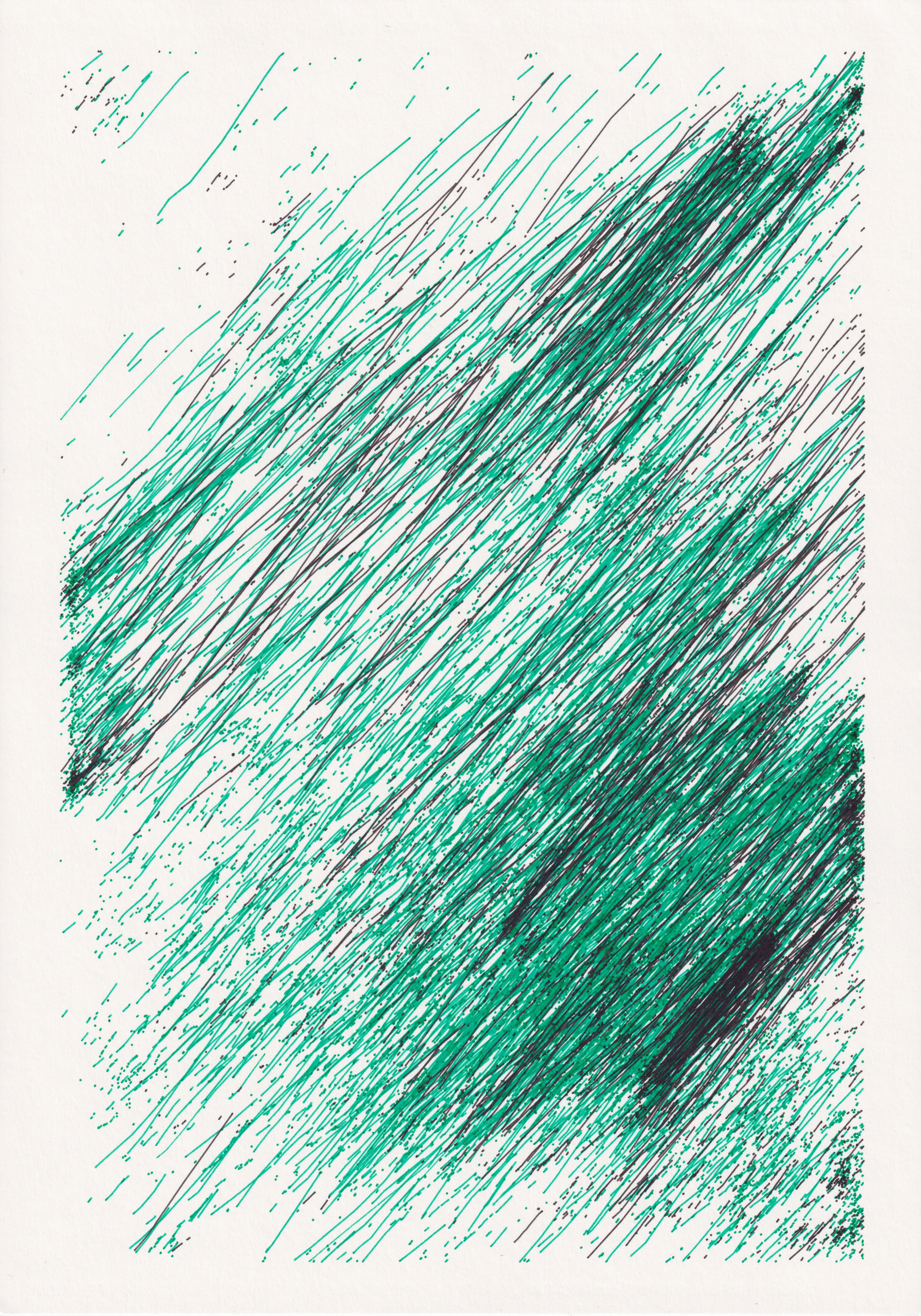 Black and green solid pigment ink  
210x297mm/8.27x11.69in  
190gsm Hahnemühle paper  
Plotted with an HP 7550A vintage plotter  
Berlin, March 2024

The NFT comes with the original drawing, to be claimed by the token holder. Upon resale on the secondary market, the original drawing shall be shipped to the new owner. The receiver of the work will cover shipping costs.