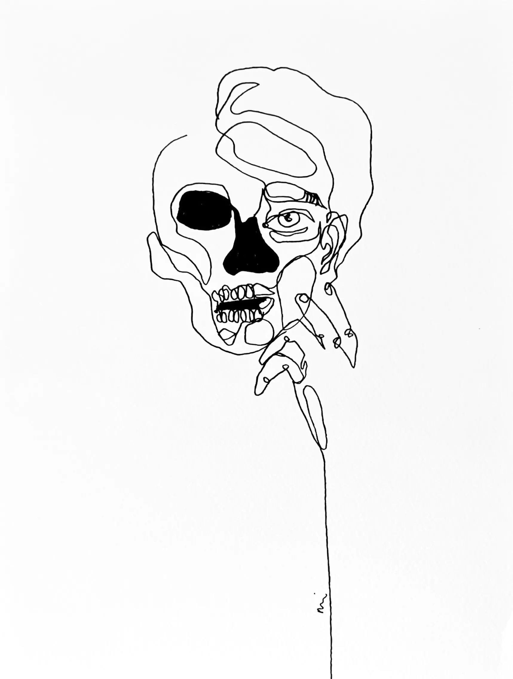 Hand Drawn One-line Drawing on Paper  
Physical size: 
9x12 inch - 22,9 x 30,5 cm