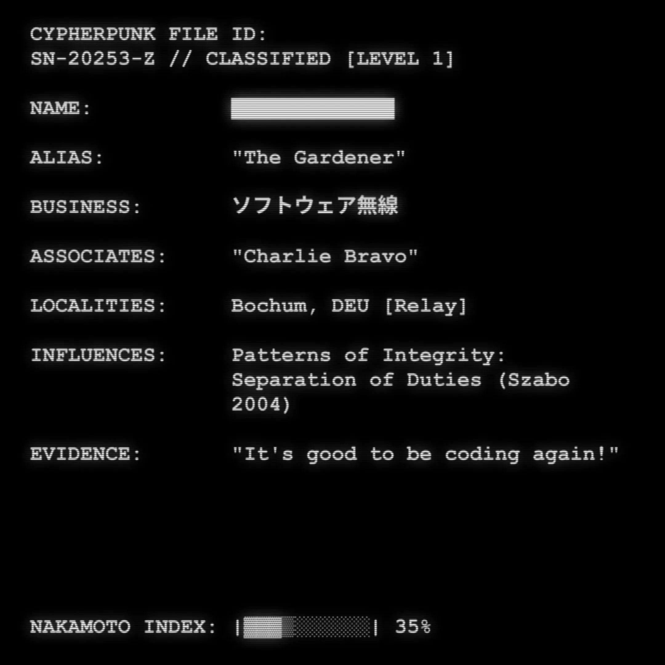 Who is Satoshi Nakamoto? These are the files.
