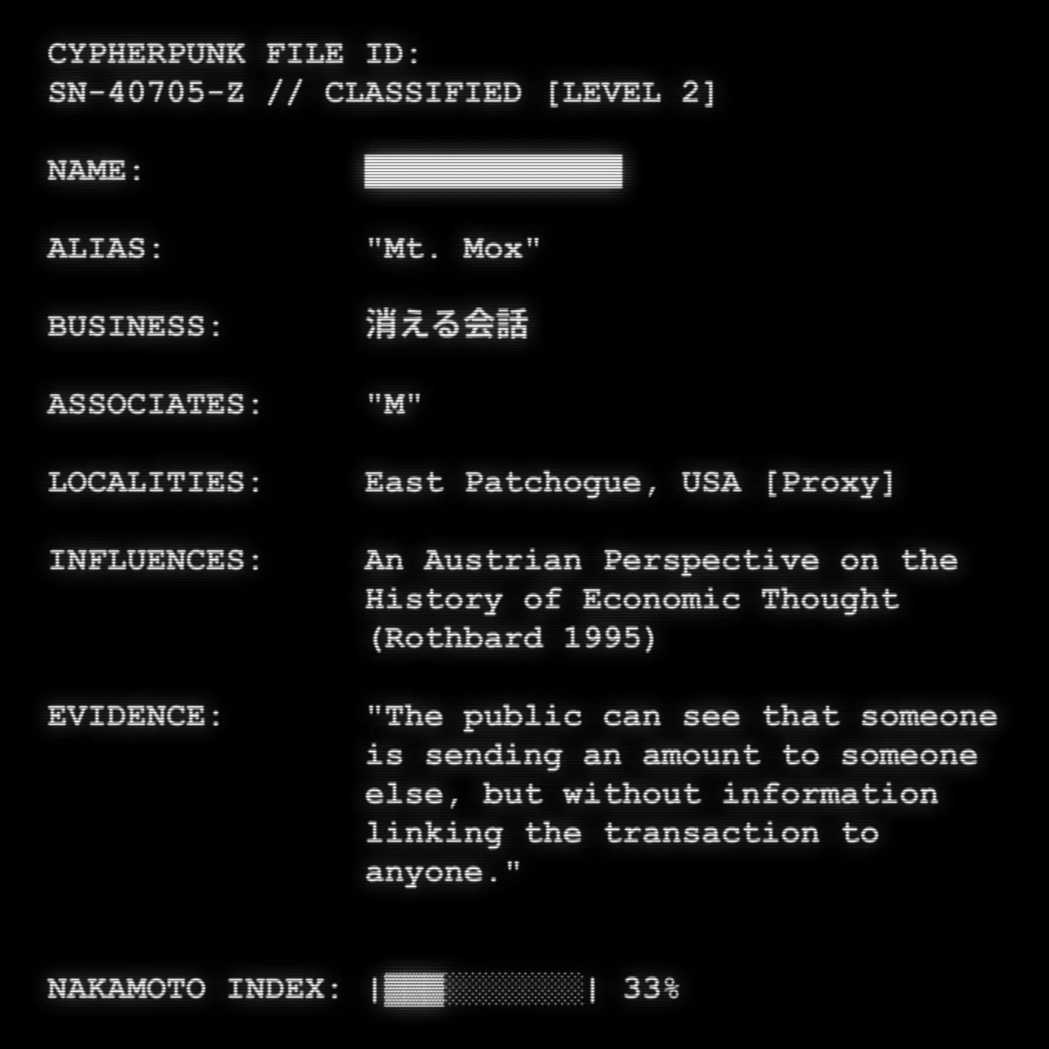 Who is Satoshi Nakamoto? These are the files.