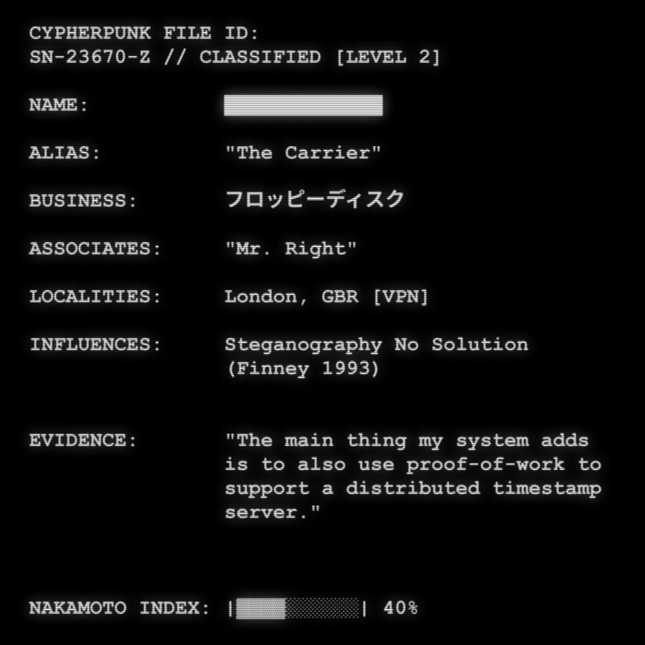 Who is Satoshi Nakamoto? These are the files.