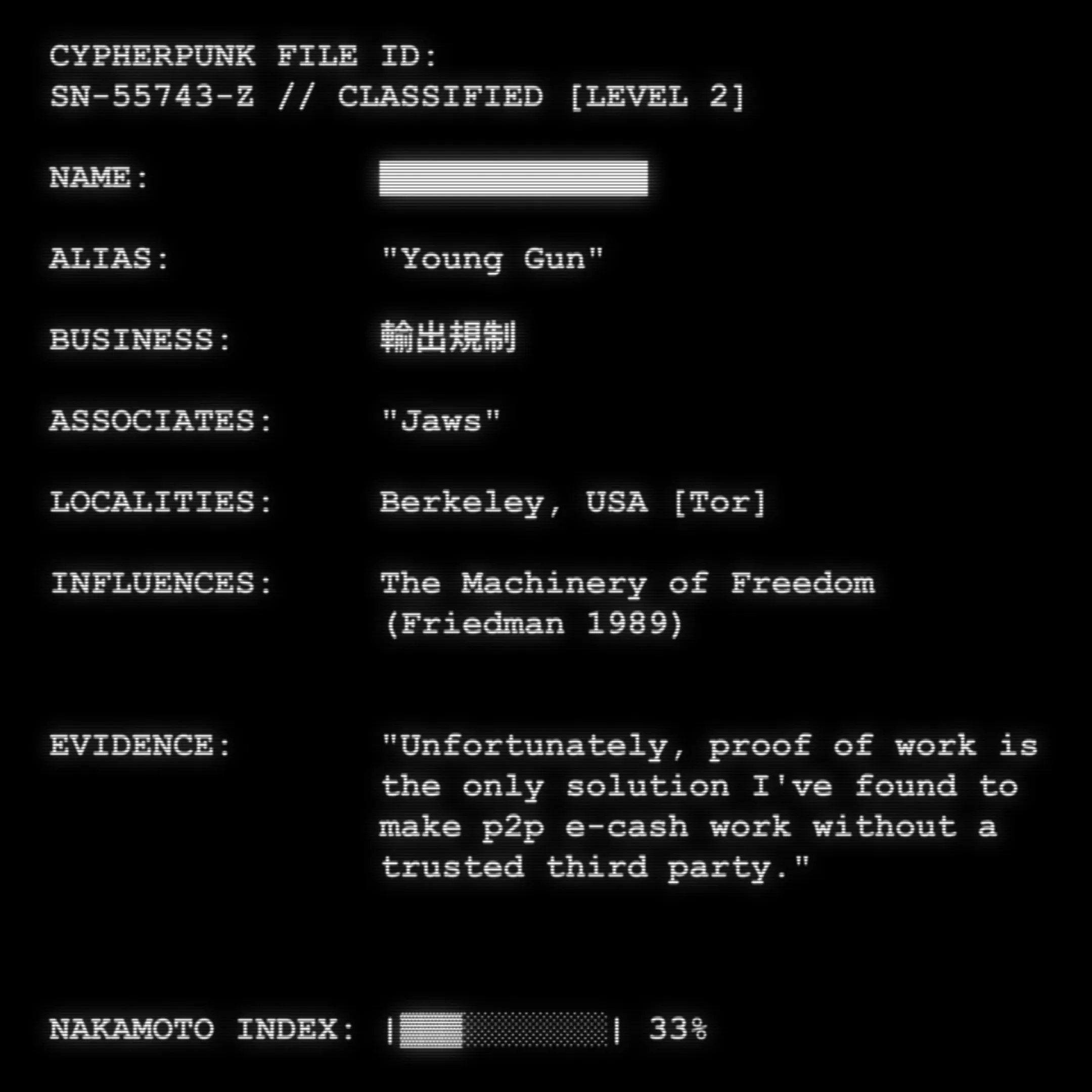 Who is Satoshi Nakamoto? These are the files.