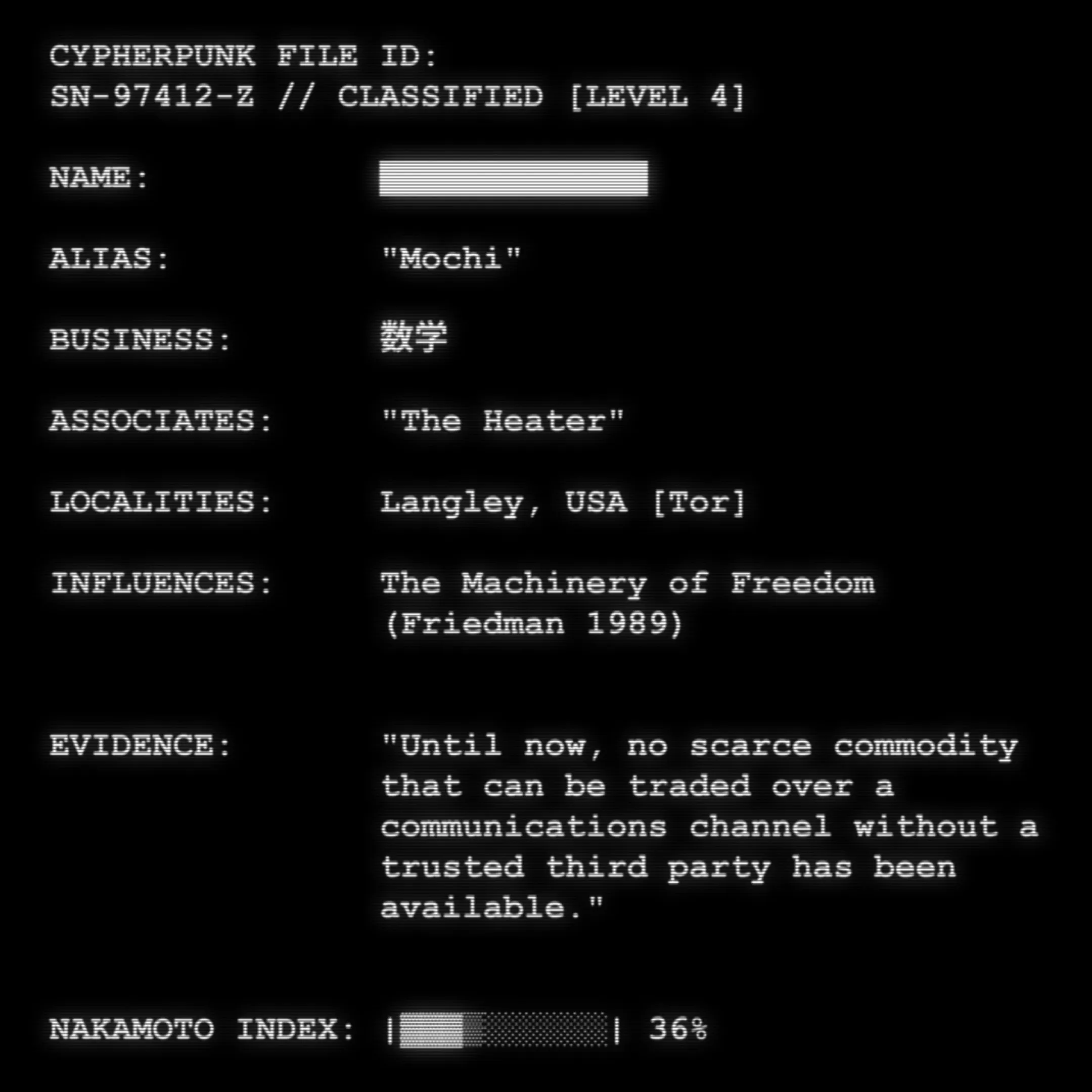 Who is Satoshi Nakamoto? These are the files.