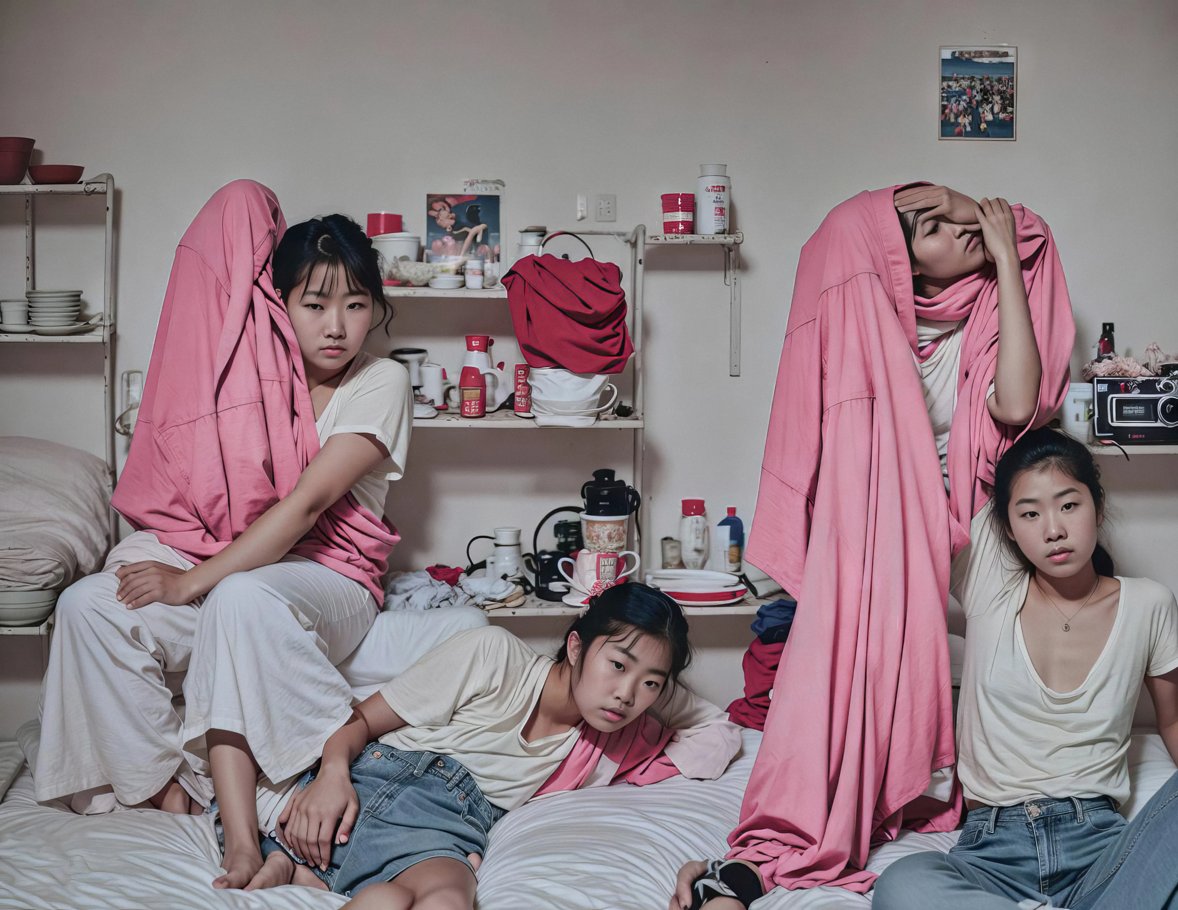 "Simon Raion's photographs seduce the viewers' gaze while, at the same time, distancing us (even as the figures in the frame fluctuate between succumbing to and fighting against the frame). Raion offers us oddly stagnant scenes that appear to be overcrowded sweatshops, or isolation wards, or shantytowns, or cluttered dorm rooms, or questionable massage parlors, or industrial wastes. But we have the uncomfortable sensation that we are being confronted by the ubiquitous but unseen Other in a Sartrean universe which is our own. An Other who refuses to be color-coded into gender-specific hues or interactions. How many pink-garbed people can pile into a pink car going nowhere, in images that partake equally of Edward Hopper, Hieronymus Bosch and Marx (Brothers)." Dr. Linda C. Ehrlich






 Year: 2023

Edition: NFT 1 of 1

Copyright: © 2023 Simon Raion. All Rights Reserved.

License: CC BY-NC-ND 4.0