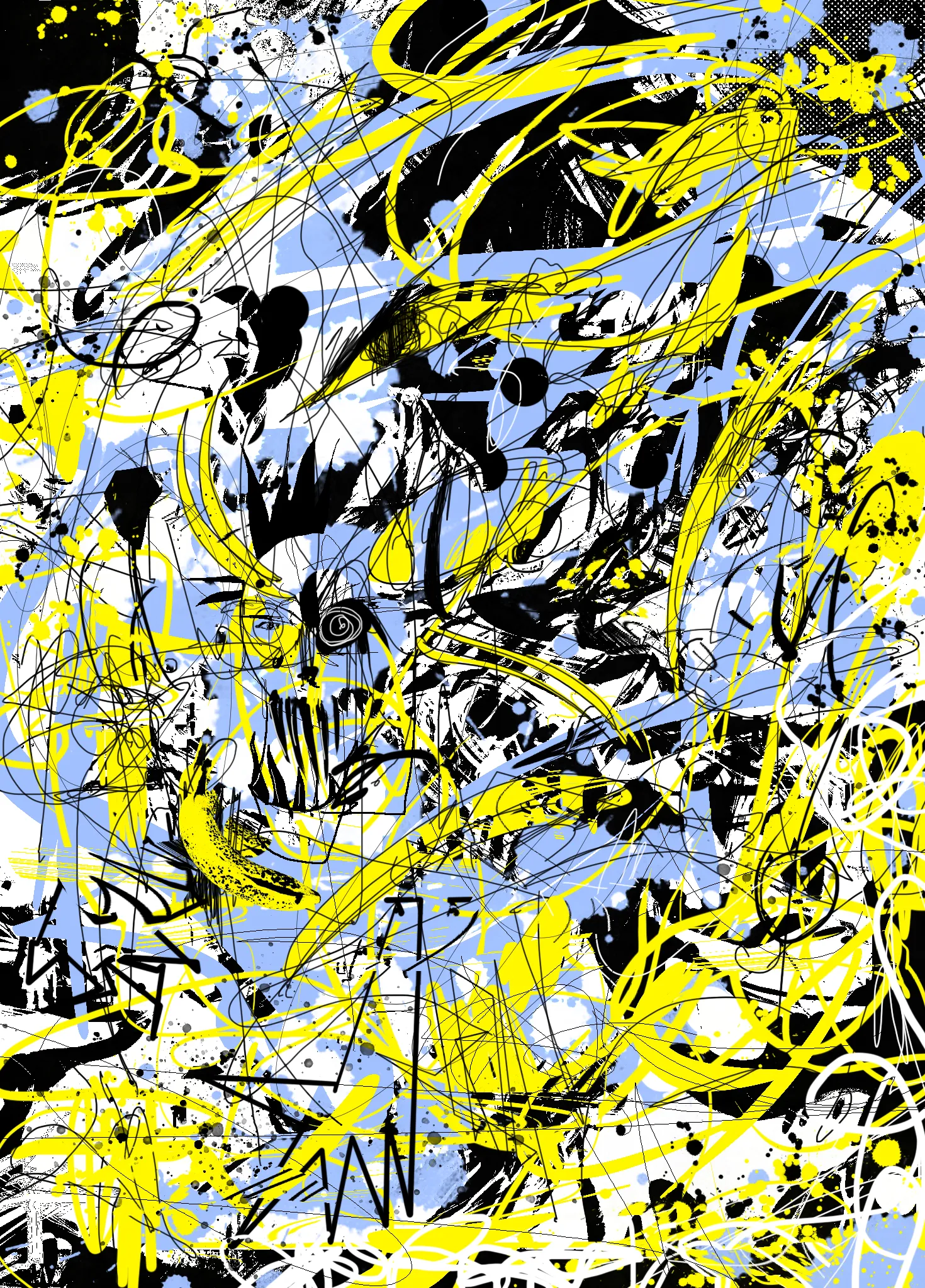 COLLAB COOKING guides viewers through a visual journey of consciousness and perception. The series begins with explosive abstractions featuring surreal figures in swirling colors, evoking primordial creation and subconscious depths. As it progresses, horned figures and skull-like forms emerge, blending abstract and figurative elements with a palette ranging from fiery oranges to cool blues.

A pivotal moment occurs when a classical architectural setting frames a vibrant abstract piece, juxtaposing tradition with avant-garde. This dialogue culminates in abstract elements bursting from the frame, symbolizing imagination's triumph over convention.

The series then shifts to more structured works reminiscent of action painting, suggesting a mind organizing its thoughts. It concludes with contrasting pieces: a return to vibrant abstraction and a serene twilight landscape, encapsulating the coexistence of chaos and calm.

Throughout, masterful use of color, form, and composition creates a coherent narrative despite diverse artistic voices. The collection challenges viewers to connect disparate styles, offering a rich exploration of the human psyche, creative process, and nature of reality.