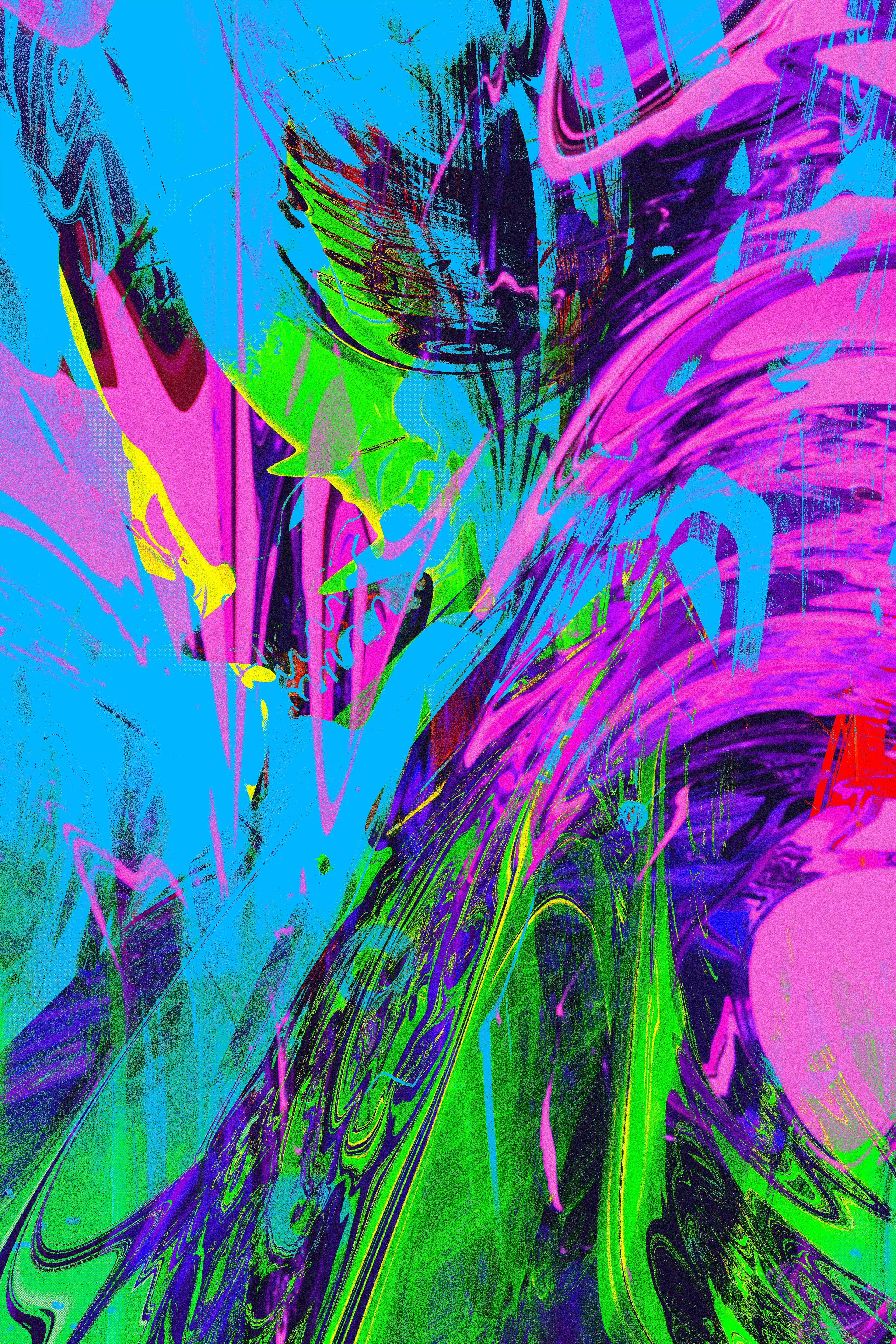 COLLAB COOKING guides viewers through a visual journey of consciousness and perception. The series begins with explosive abstractions featuring surreal figures in swirling colors, evoking primordial creation and subconscious depths. As it progresses, horned figures and skull-like forms emerge, blending abstract and figurative elements with a palette ranging from fiery oranges to cool blues.

A pivotal moment occurs when a classical architectural setting frames a vibrant abstract piece, juxtaposing tradition with avant-garde. This dialogue culminates in abstract elements bursting from the frame, symbolizing imagination's triumph over convention.

The series then shifts to more structured works reminiscent of action painting, suggesting a mind organizing its thoughts. It concludes with contrasting pieces: a return to vibrant abstraction and a serene twilight landscape, encapsulating the coexistence of chaos and calm.

Throughout, masterful use of color, form, and composition creates a coherent narrative despite diverse artistic voices. The collection challenges viewers to connect disparate styles, offering a rich exploration of the human psyche, creative process, and nature of reality.