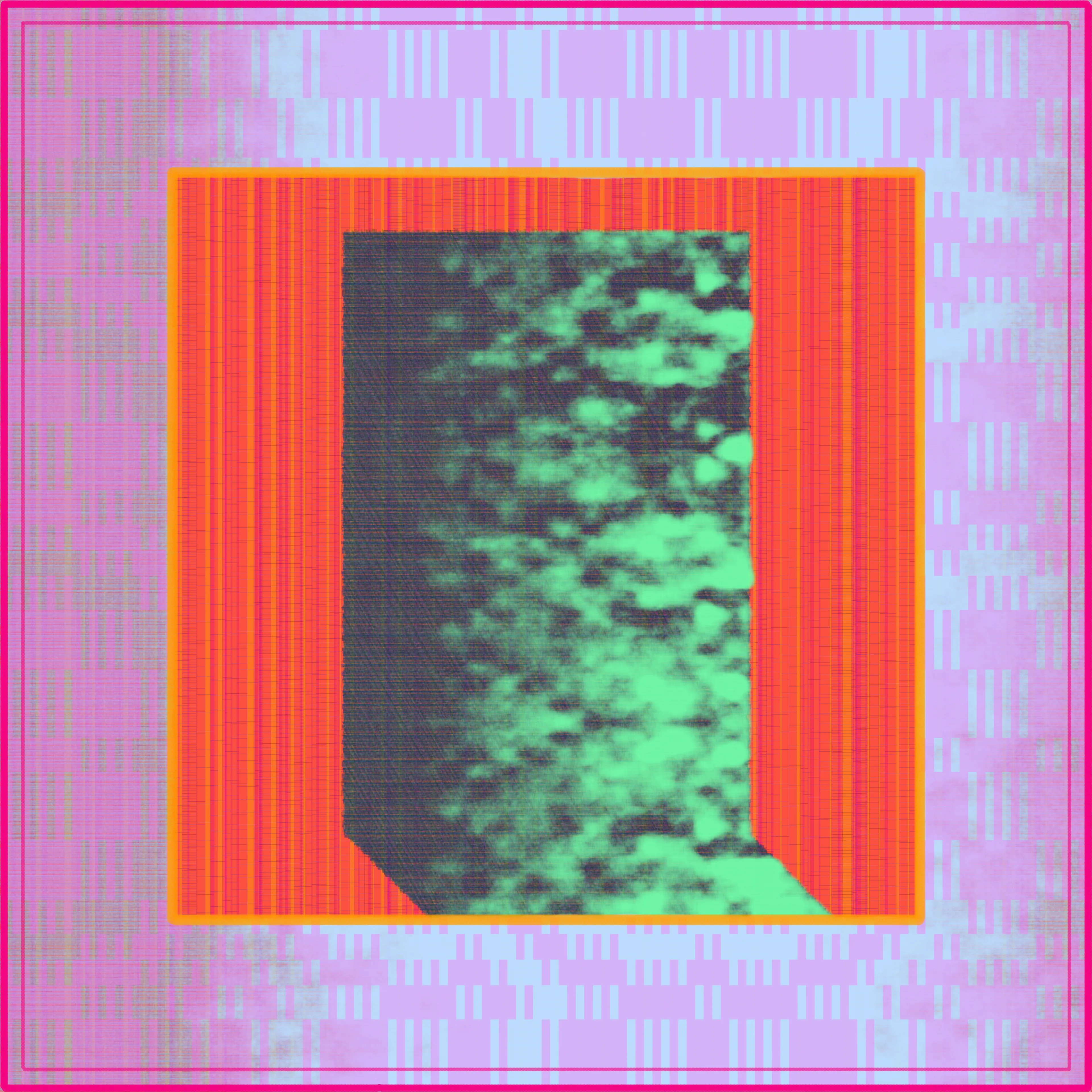 Created as an extension of investigating the door as a symbol in both the artist's life and broader culture. The artist creates his digital paintings using custom software. He selects and changes variables by hand, layering the output of the generative algorithms he's been writing since 2014. This process allows him to more rapidly and accurately manifest the vision in his mind's eye, compared to the physical materials he began his artistic career with over 20 years ago. After Yukio Ota's ISO Standard exit sign.  