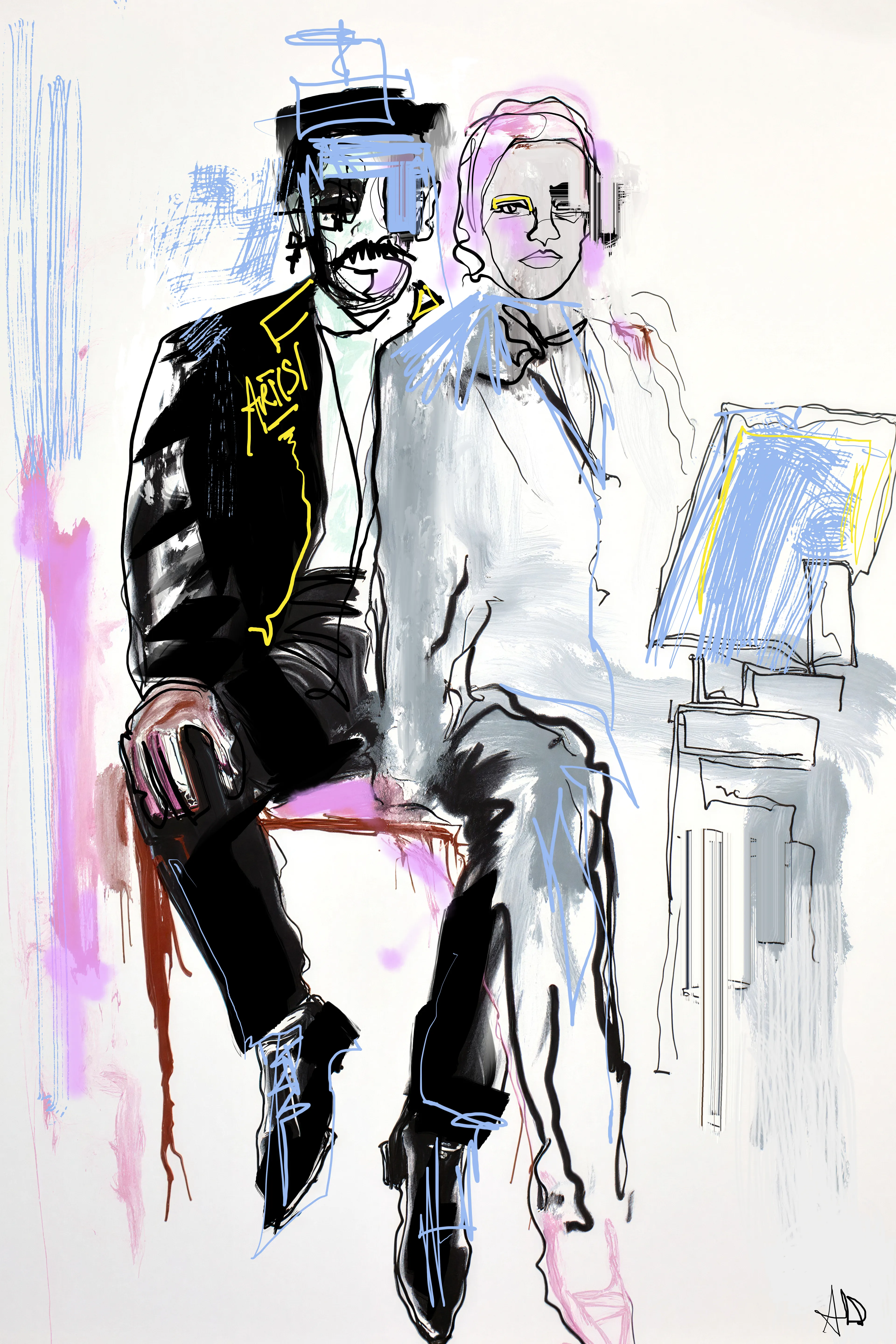 One wallet makes the work,
the other buys it.
He lives in that split-second loop
between creation and acquisition,
where artists become collectors
and collectors become the mythology they shape.

In this world, everyone has two faces —
Harry just wears both at once.