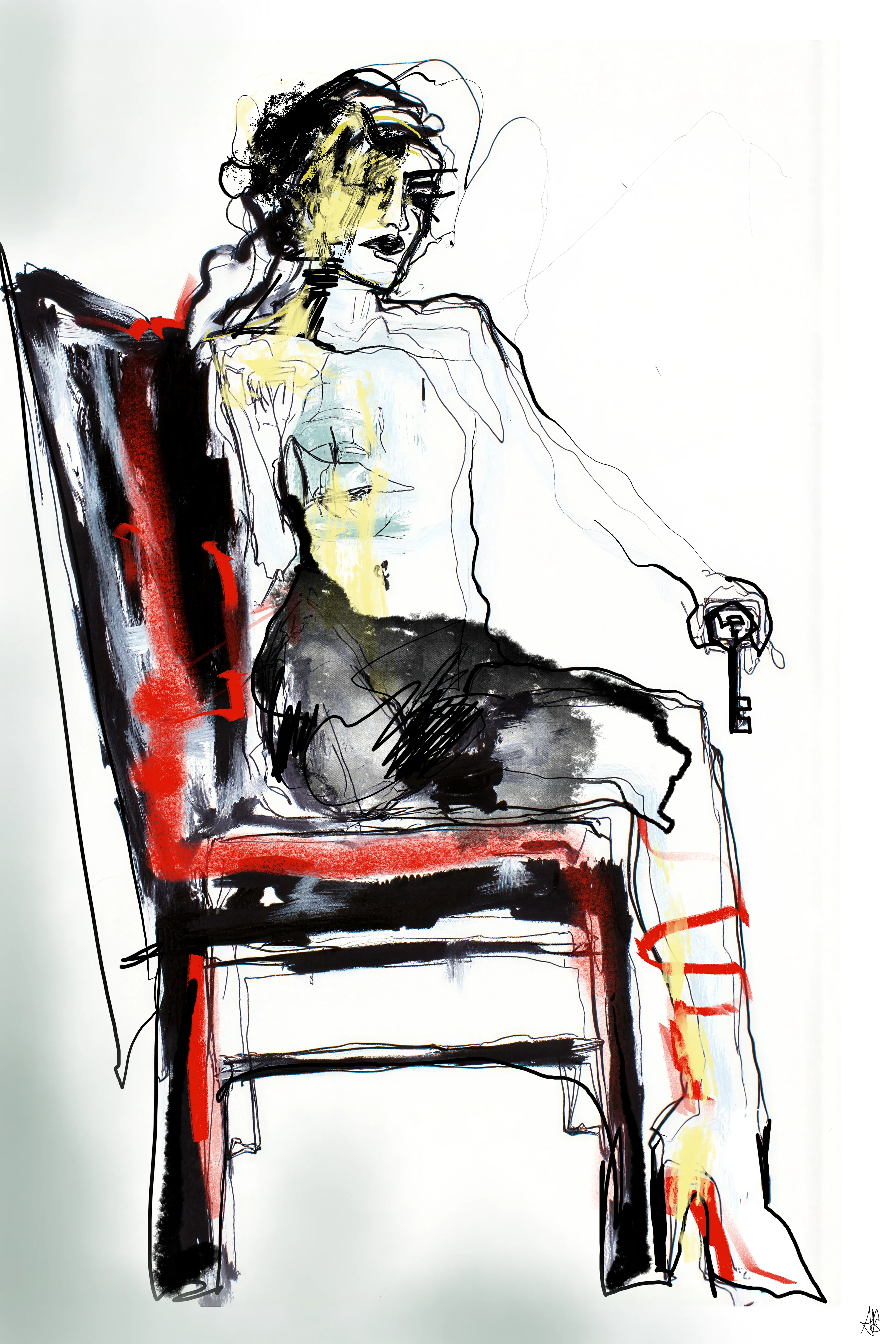 She holds the one thing the chain cannot restore:
the private key.

Her stillness is authority.
Her silence is ownership.

The red and black architecture around her
echoes the tension between vulnerability and power —
a reminder that sovereignty in Web3
is a responsibility carried alone.