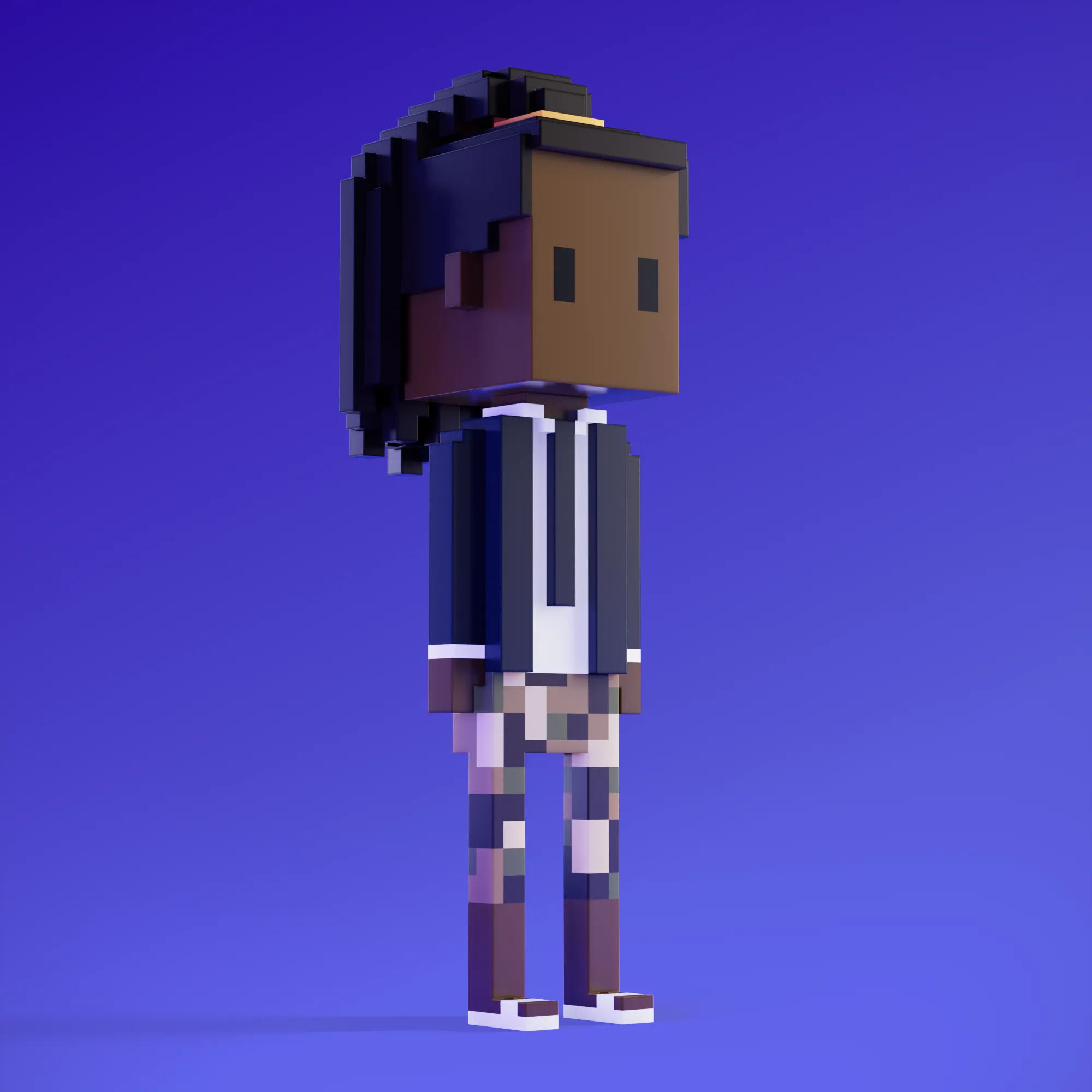 Meebits are 20,000 unique 3D voxel characters created by a custom generative algorithm.