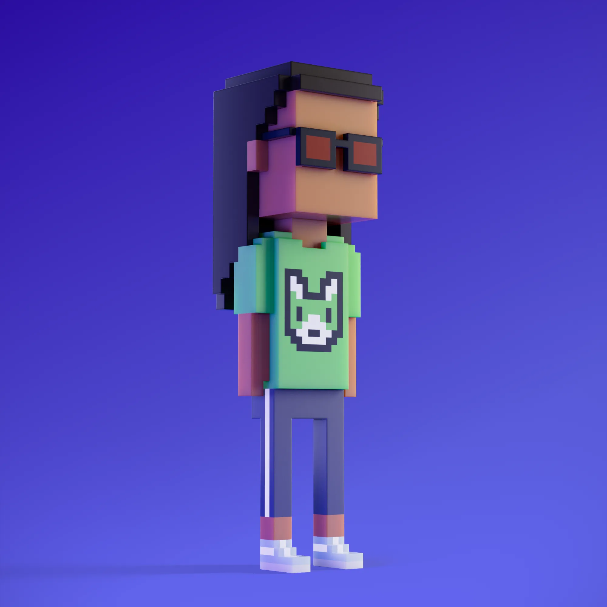 Meebits are 20,000 unique 3D voxel characters created by a custom generative algorithm.