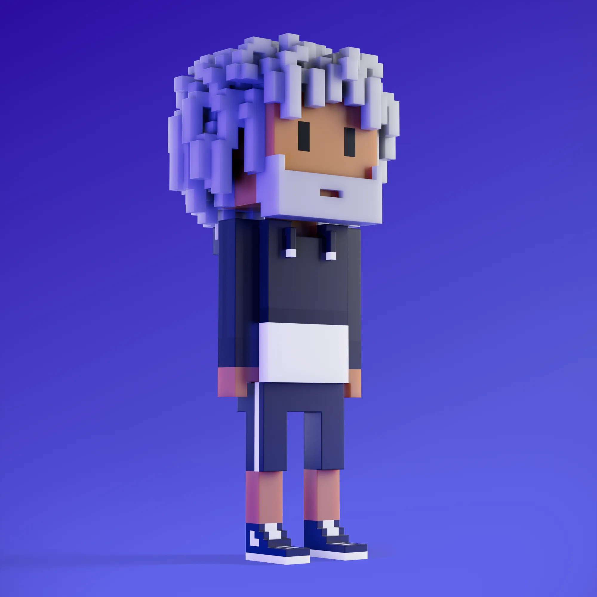 Meebits are 20,000 unique 3D voxel characters created by a custom generative algorithm.
