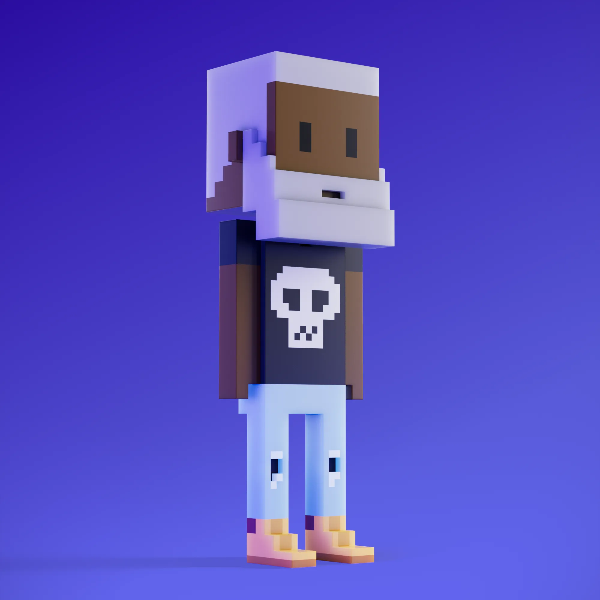 Meebits are 20,000 unique 3D voxel characters created by a custom generative algorithm.