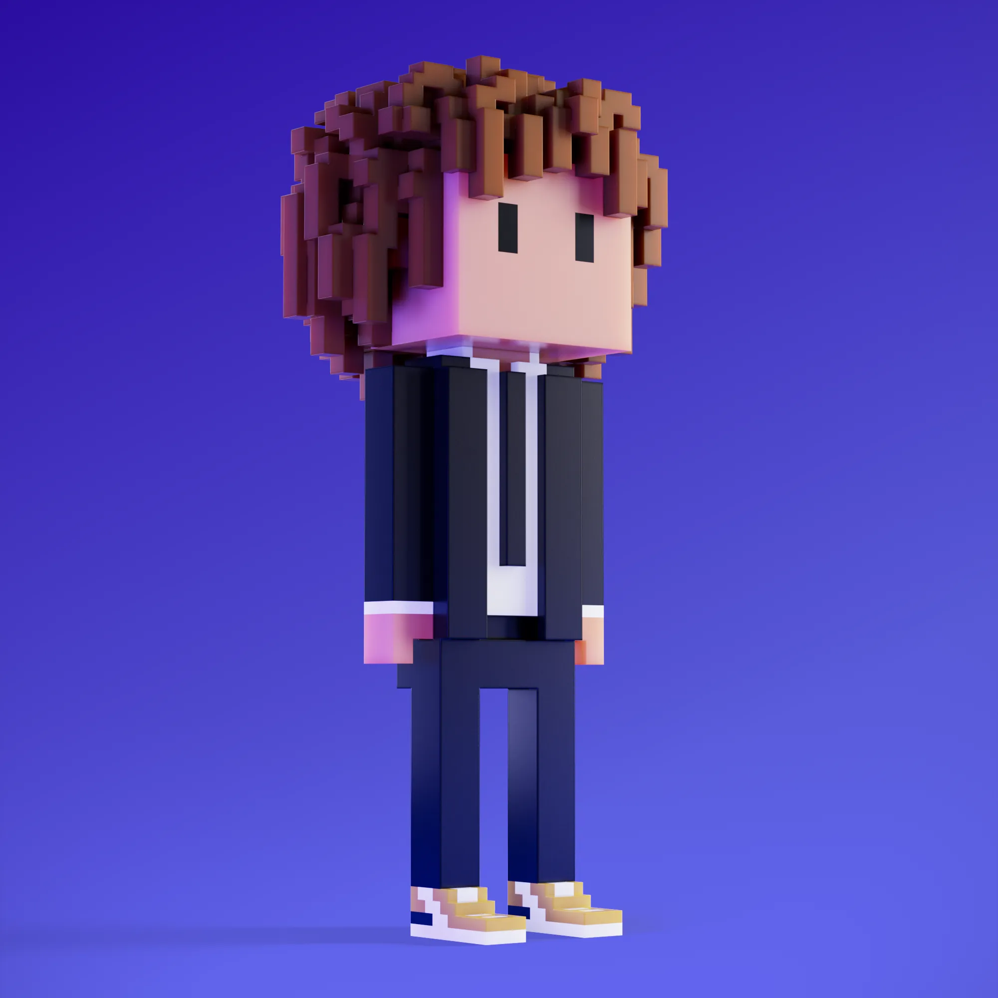 Meebits are 20,000 unique 3D voxel characters created by a custom generative algorithm.