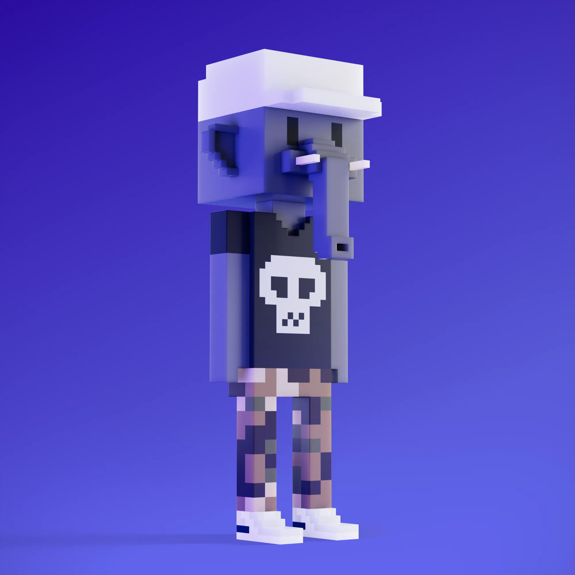 Meebits are 20,000 unique 3D voxel characters created by a custom generative algorithm.