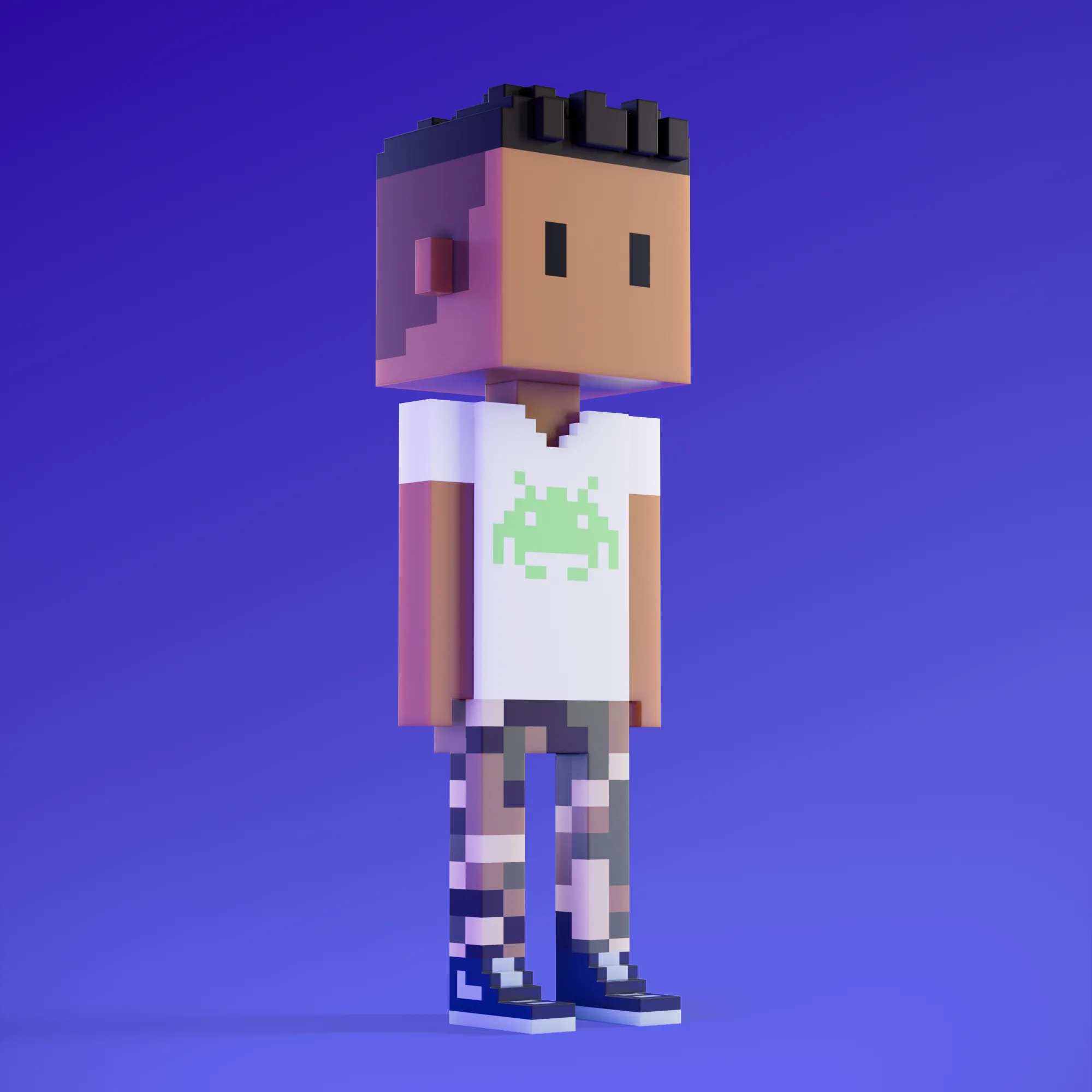 Meebits are 20,000 unique 3D voxel characters created by a custom generative algorithm.