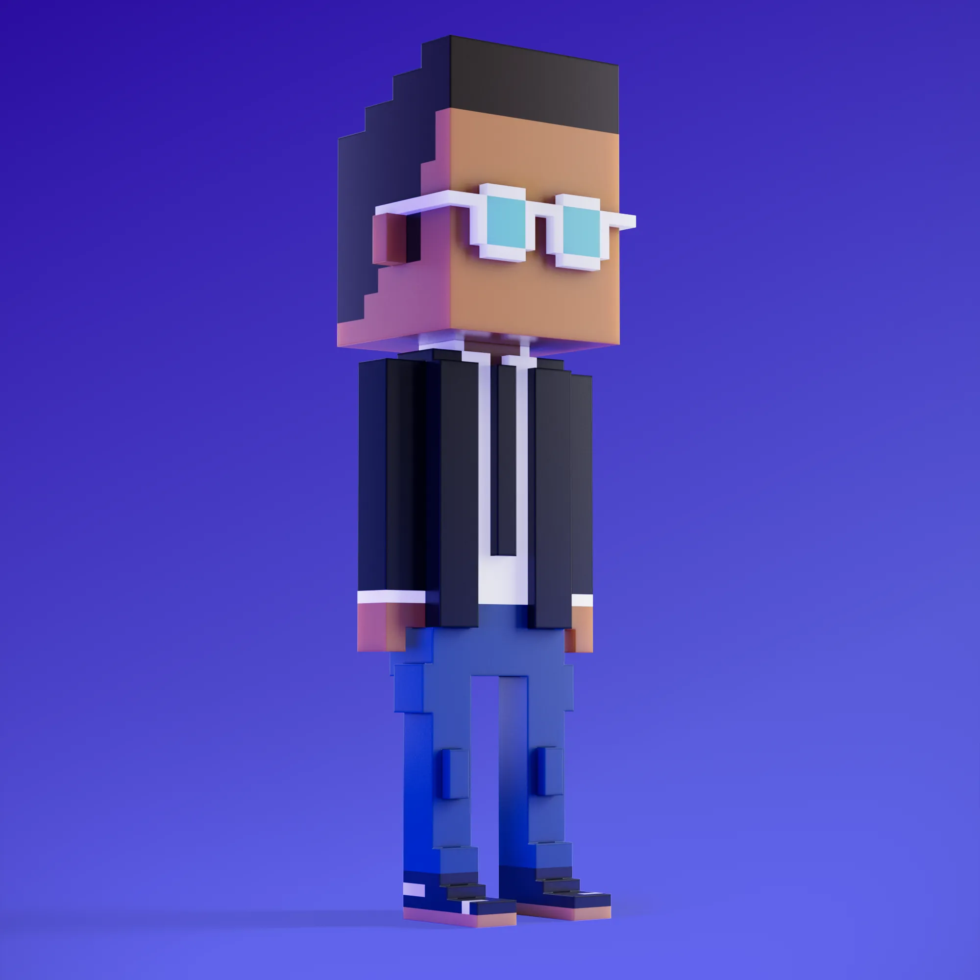 Meebits are 20,000 unique 3D voxel characters created by a custom generative algorithm.