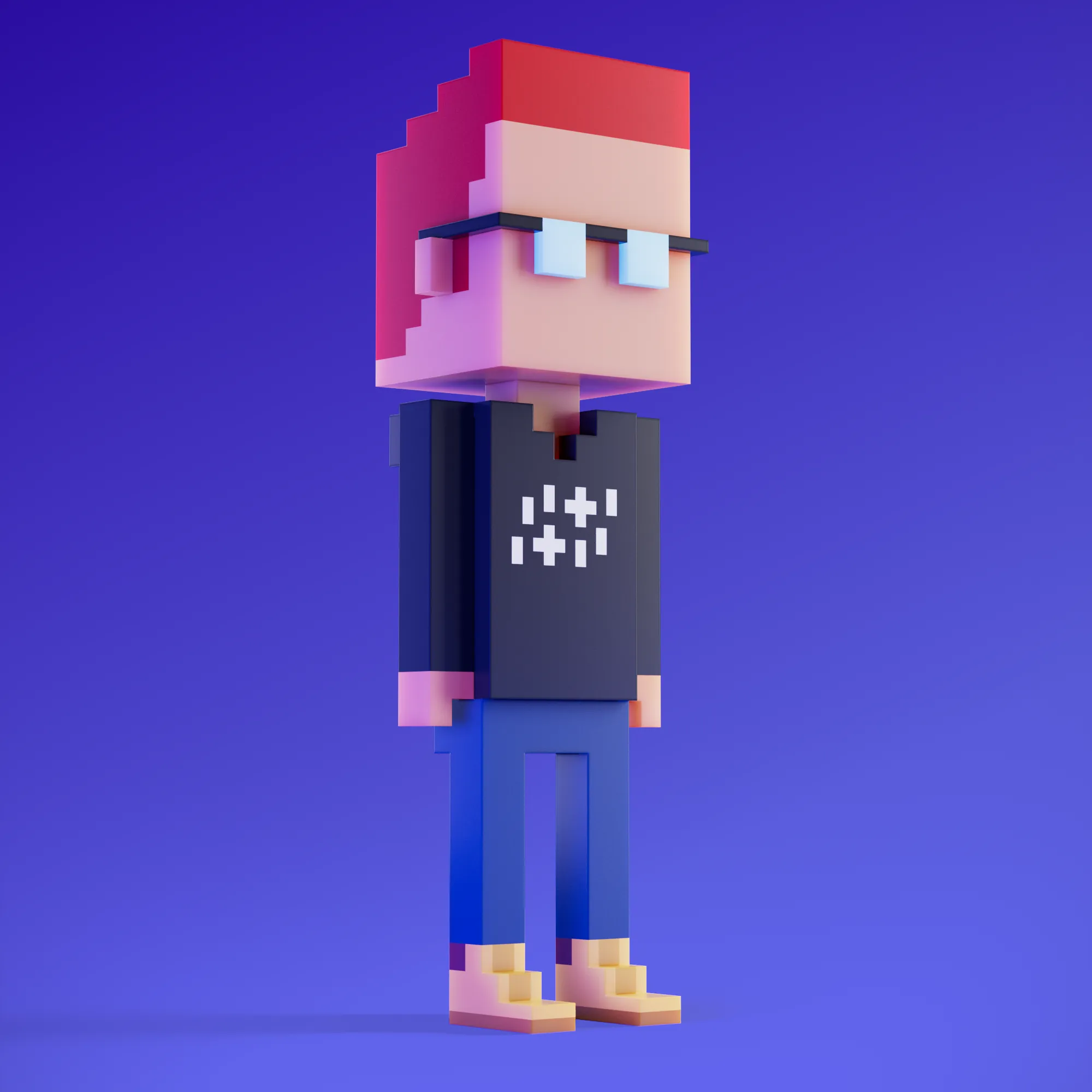 Meebits are 20,000 unique 3D voxel characters created by a custom generative algorithm.