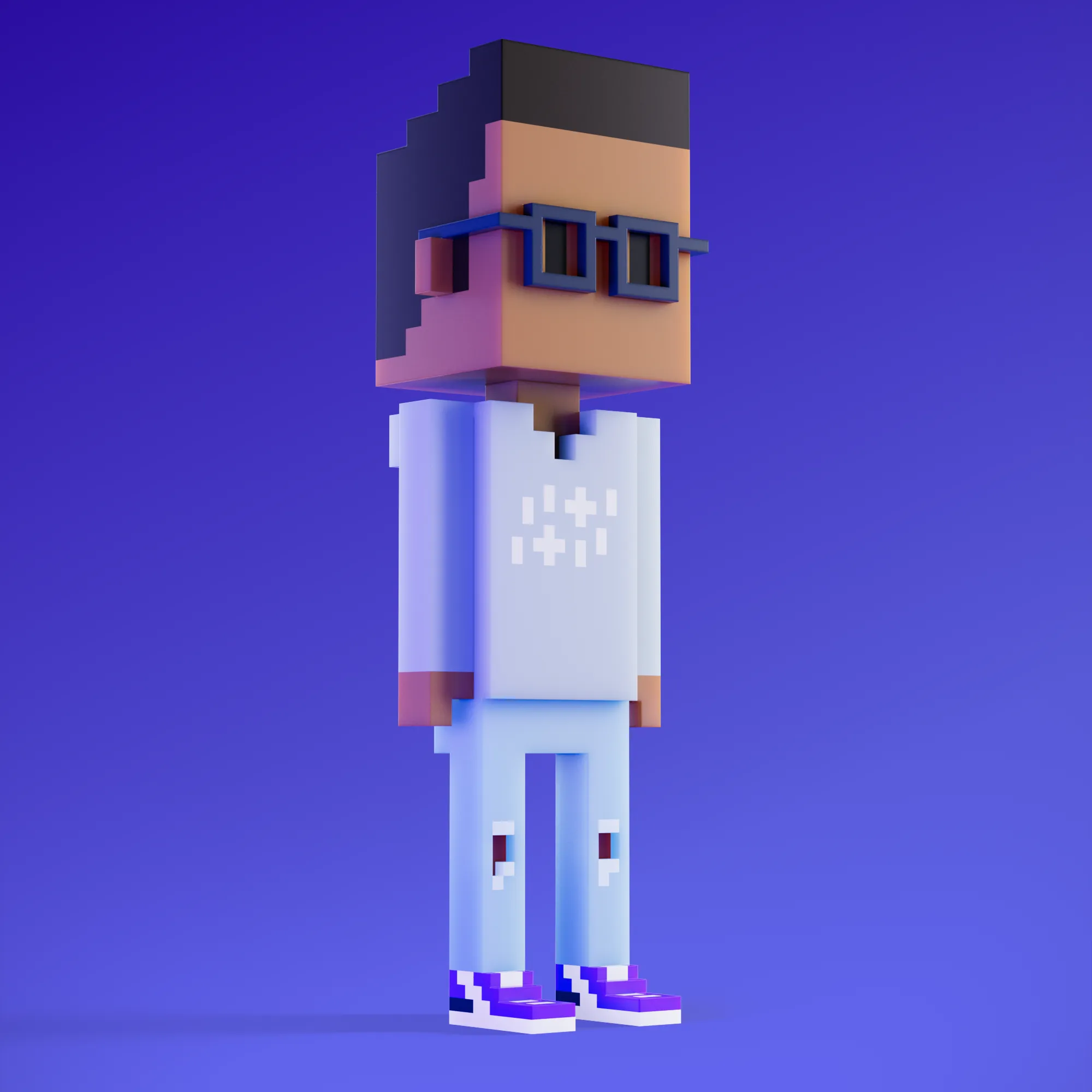 Meebits are 20,000 unique 3D voxel characters created by a custom generative algorithm.