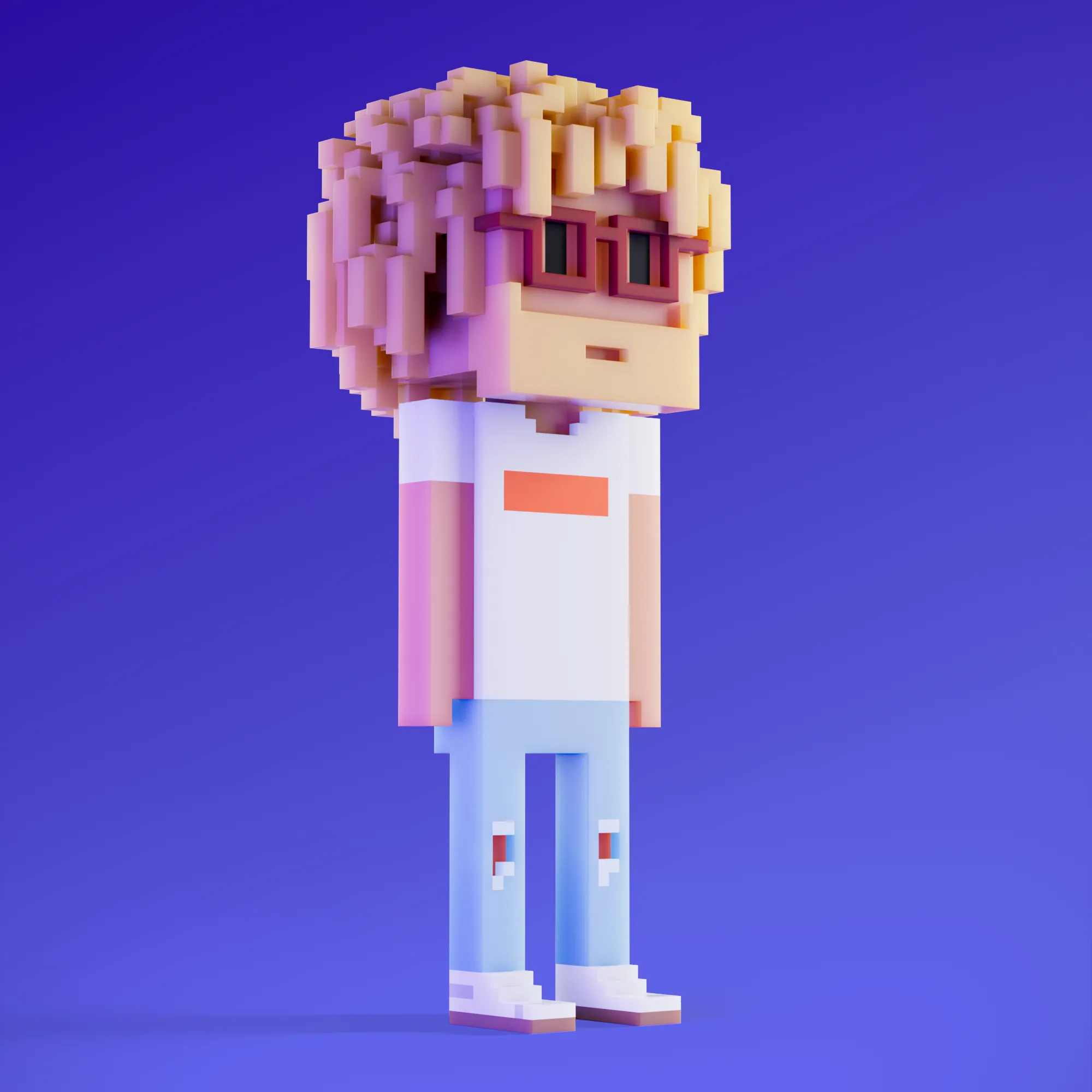 Meebits are 20,000 unique 3D voxel characters created by a custom generative algorithm.