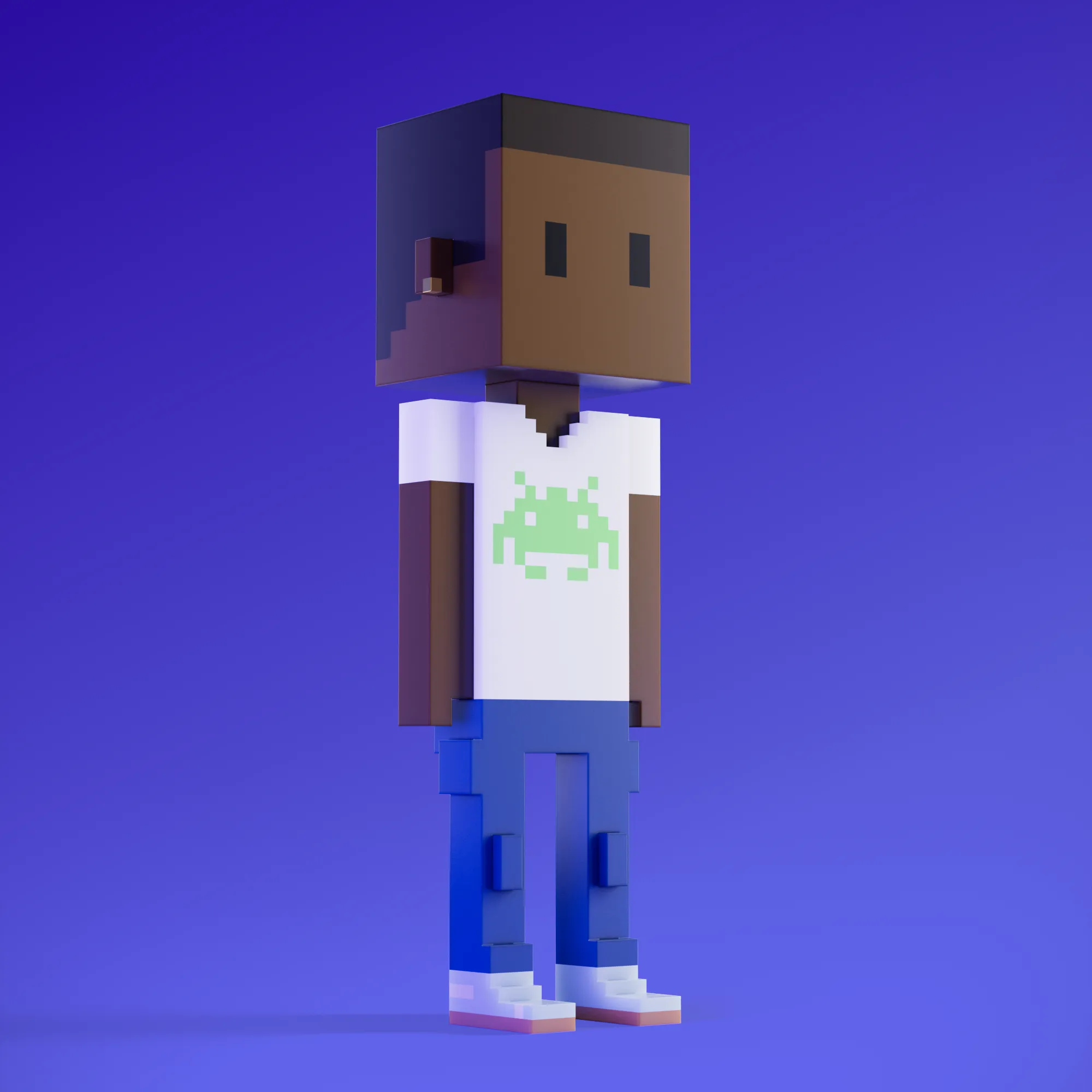 Meebits are 20,000 unique 3D voxel characters created by a custom generative algorithm.
