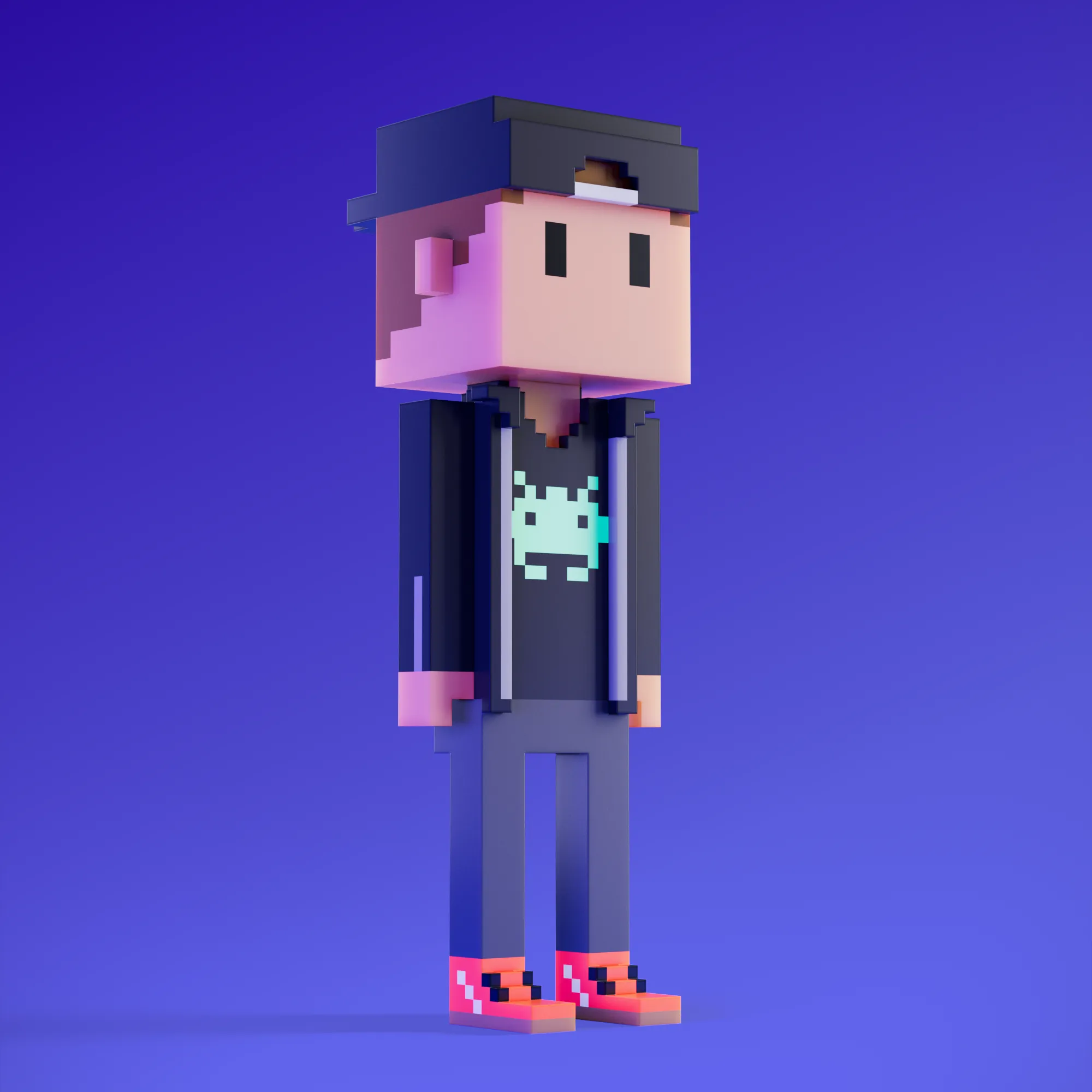 Meebits are 20,000 unique 3D voxel characters created by a custom generative algorithm.