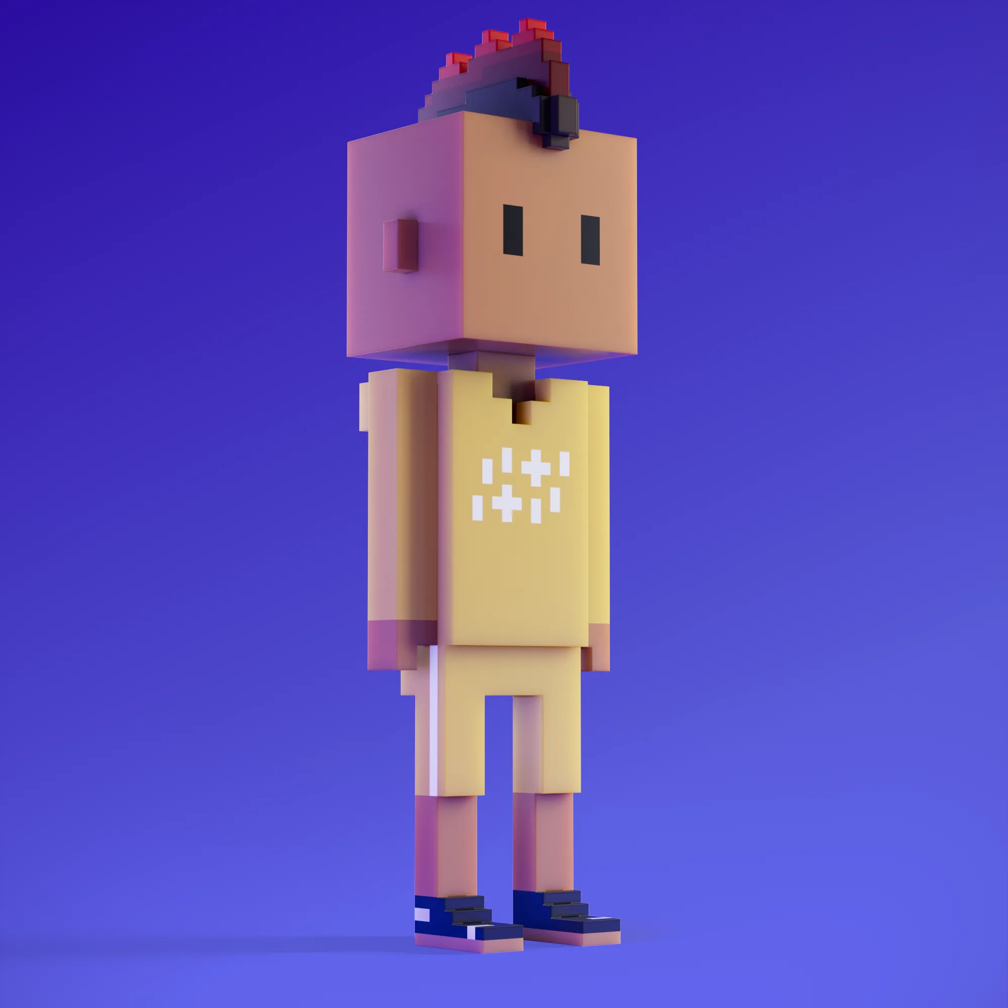Meebits are 20,000 unique 3D voxel characters created by a custom generative algorithm.