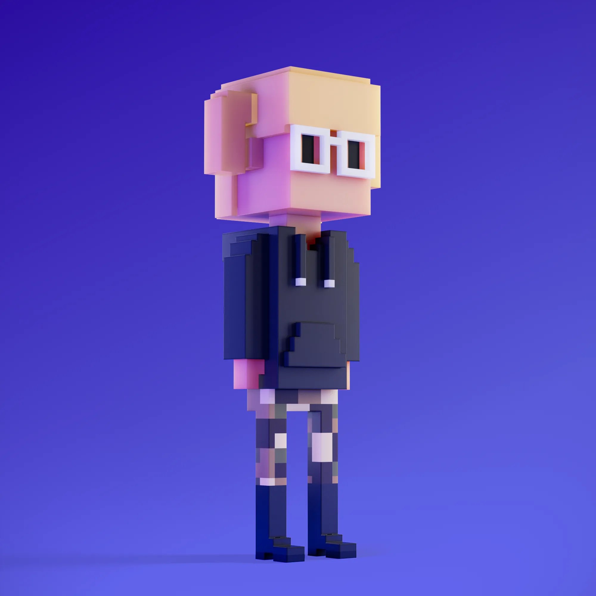 Meebits are 20,000 unique 3D voxel characters created by a custom generative algorithm.