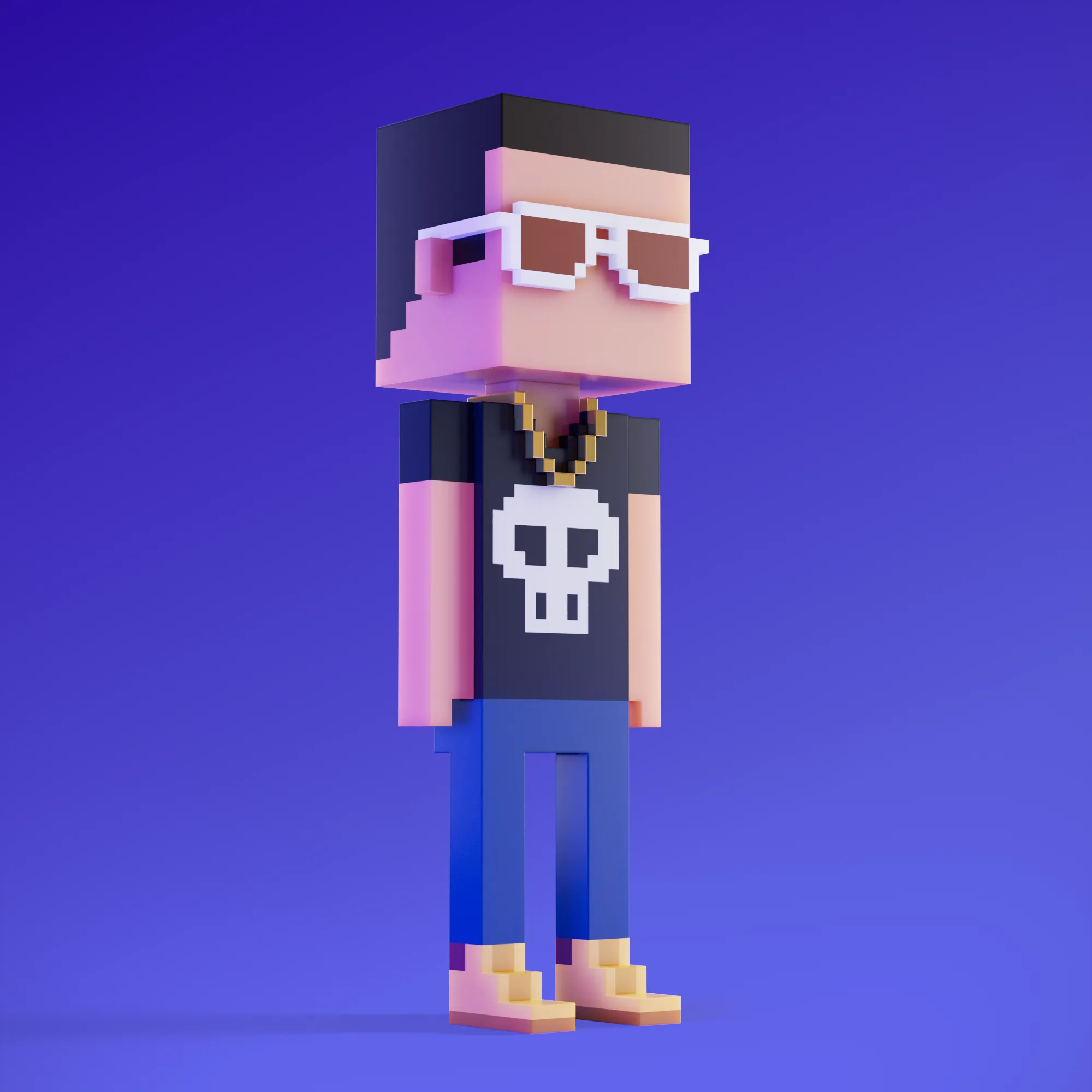 Meebits are 20,000 unique 3D voxel characters created by a custom generative algorithm.