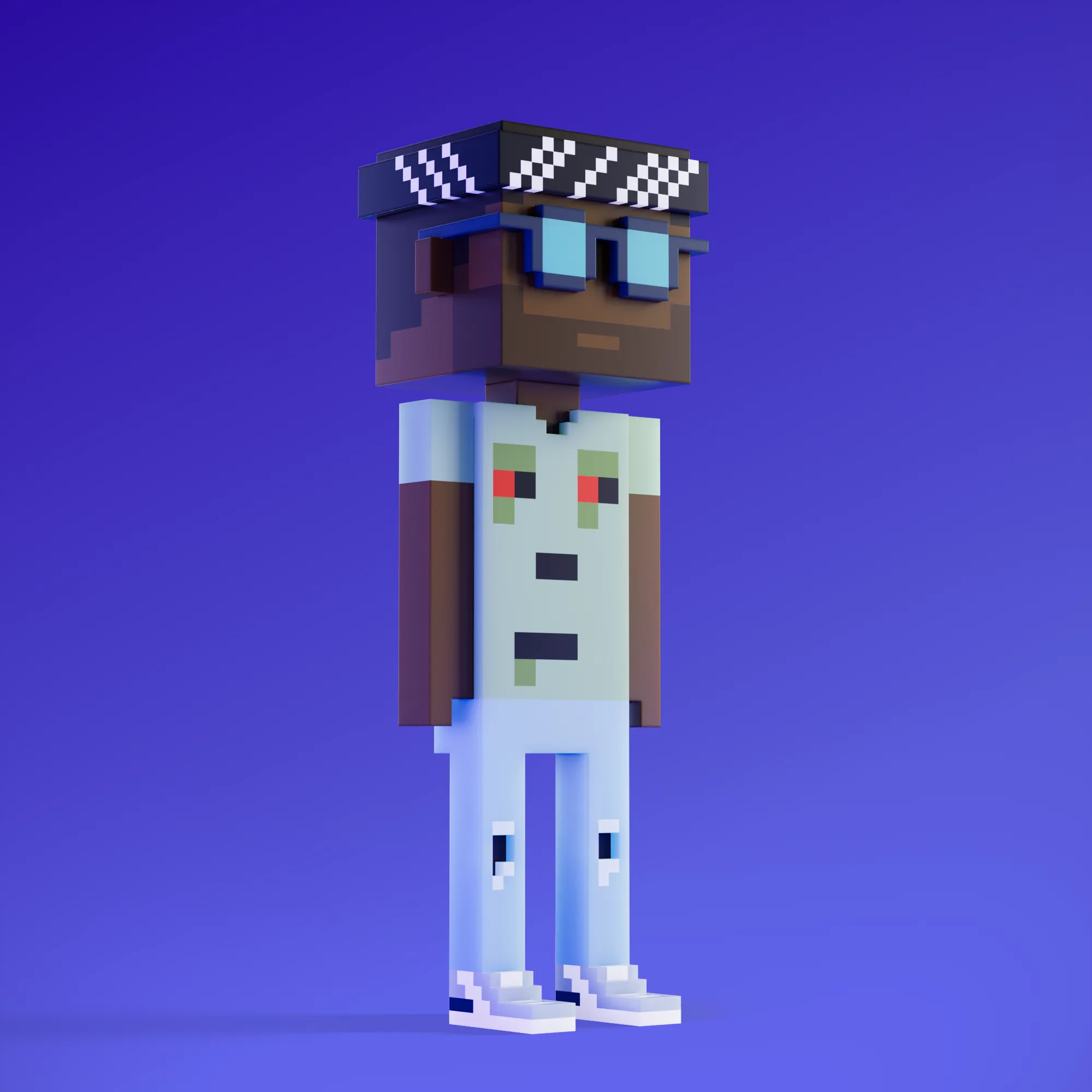 Meebits are 20,000 unique 3D voxel characters created by a custom generative algorithm.