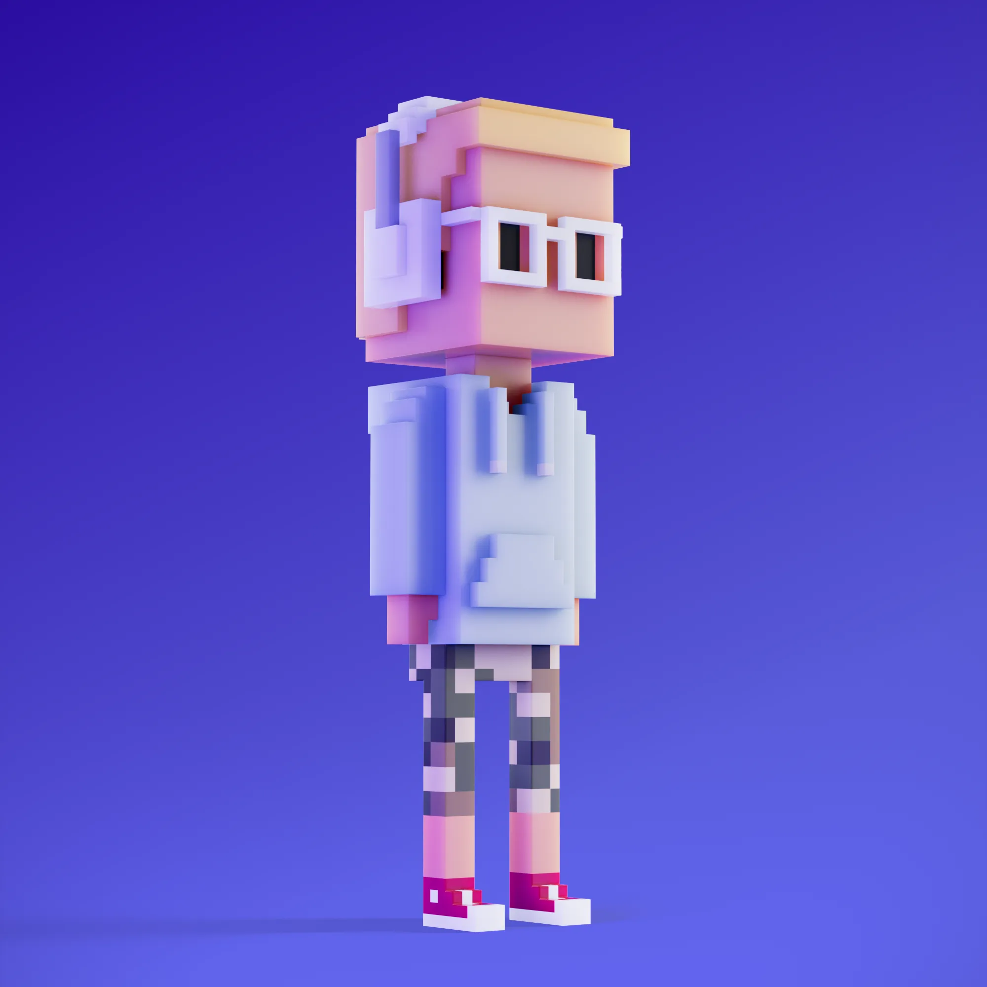 Meebits are 20,000 unique 3D voxel characters created by a custom generative algorithm.