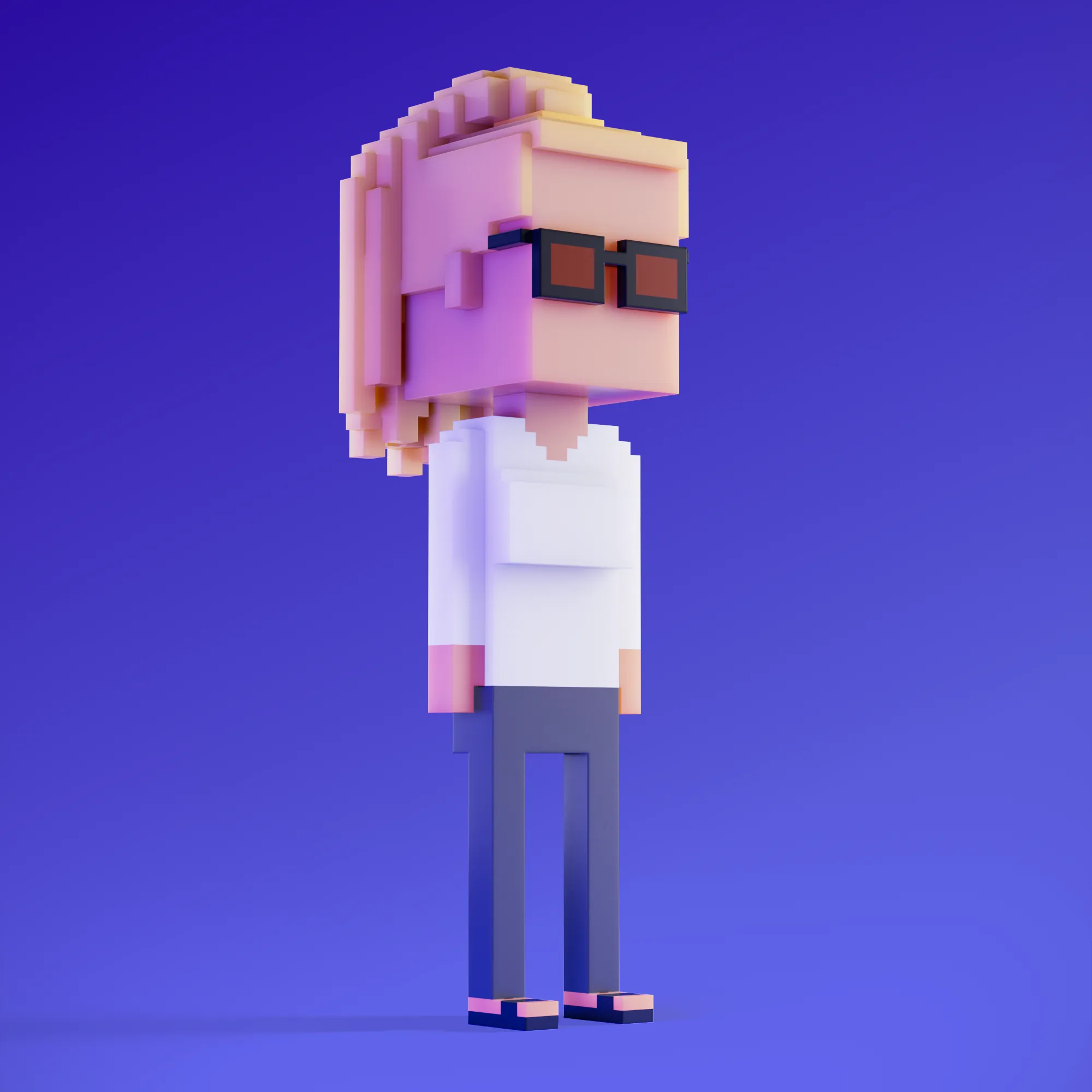 Meebits are 20,000 unique 3D voxel characters created by a custom generative algorithm.