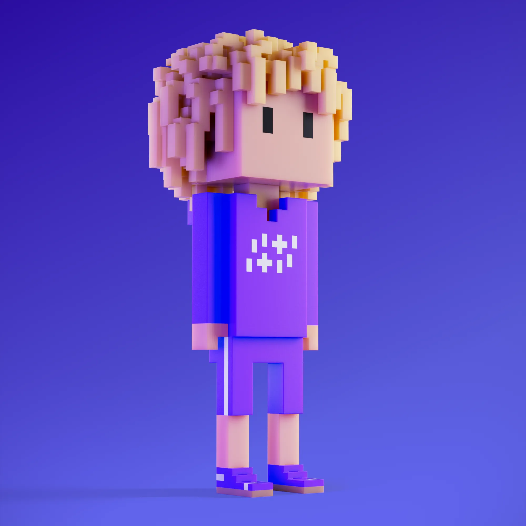 Meebits are 20,000 unique 3D voxel characters created by a custom generative algorithm.
