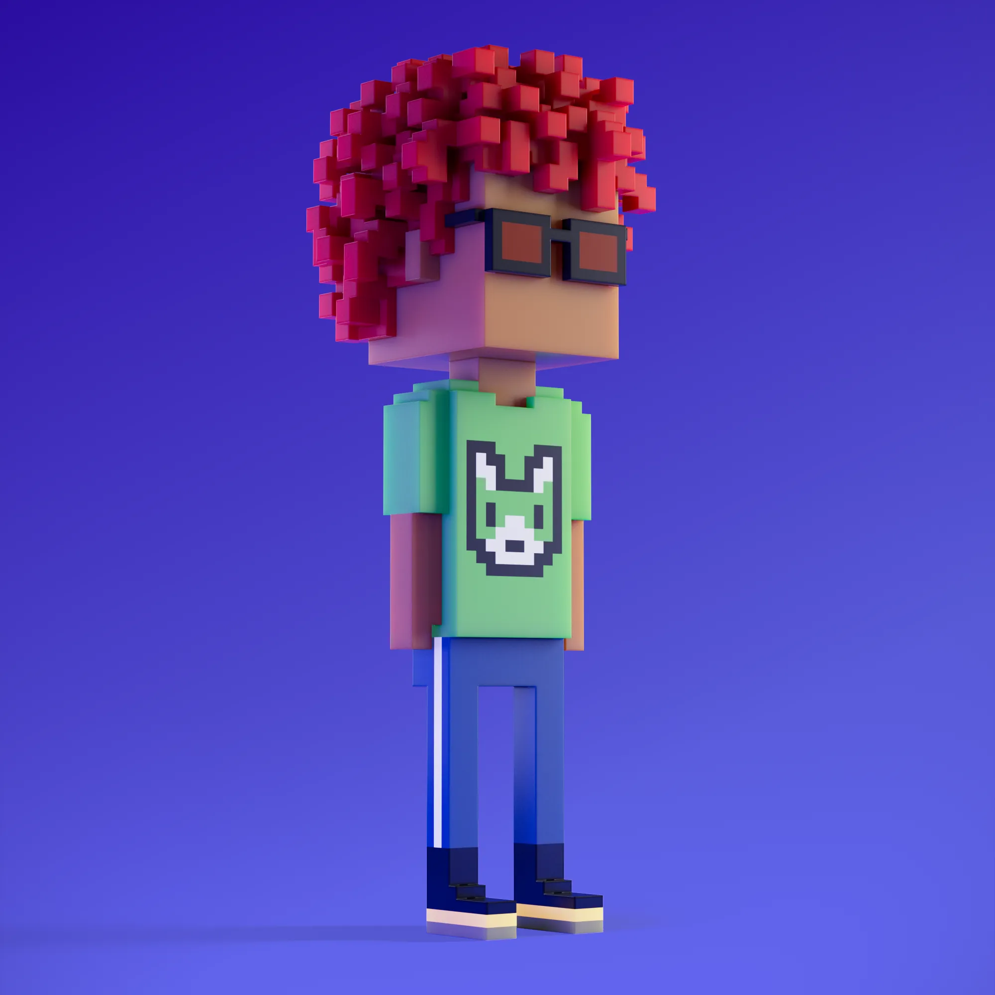 Meebits are 20,000 unique 3D voxel characters created by a custom generative algorithm.