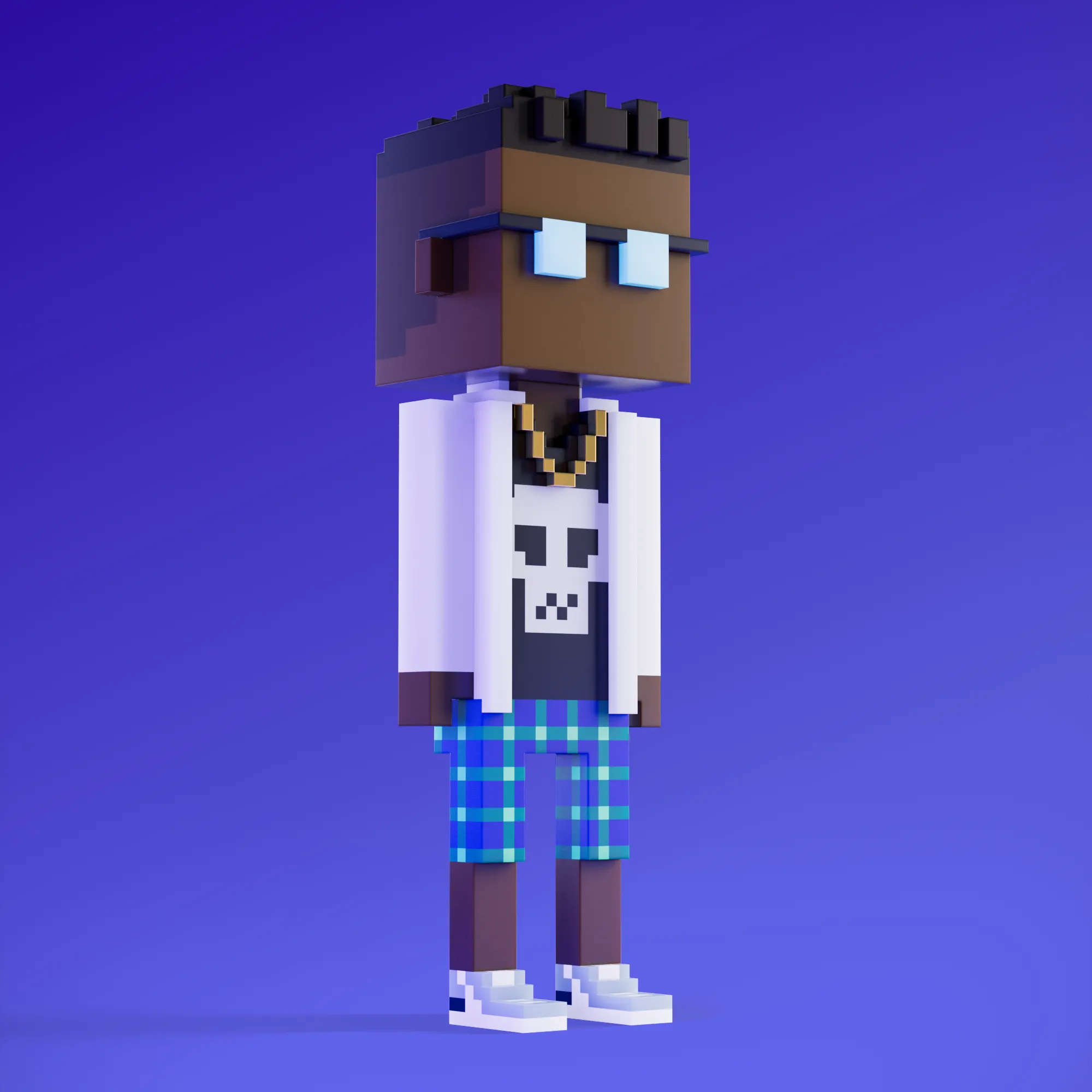 Meebits are 20,000 unique 3D voxel characters created by a custom generative algorithm.