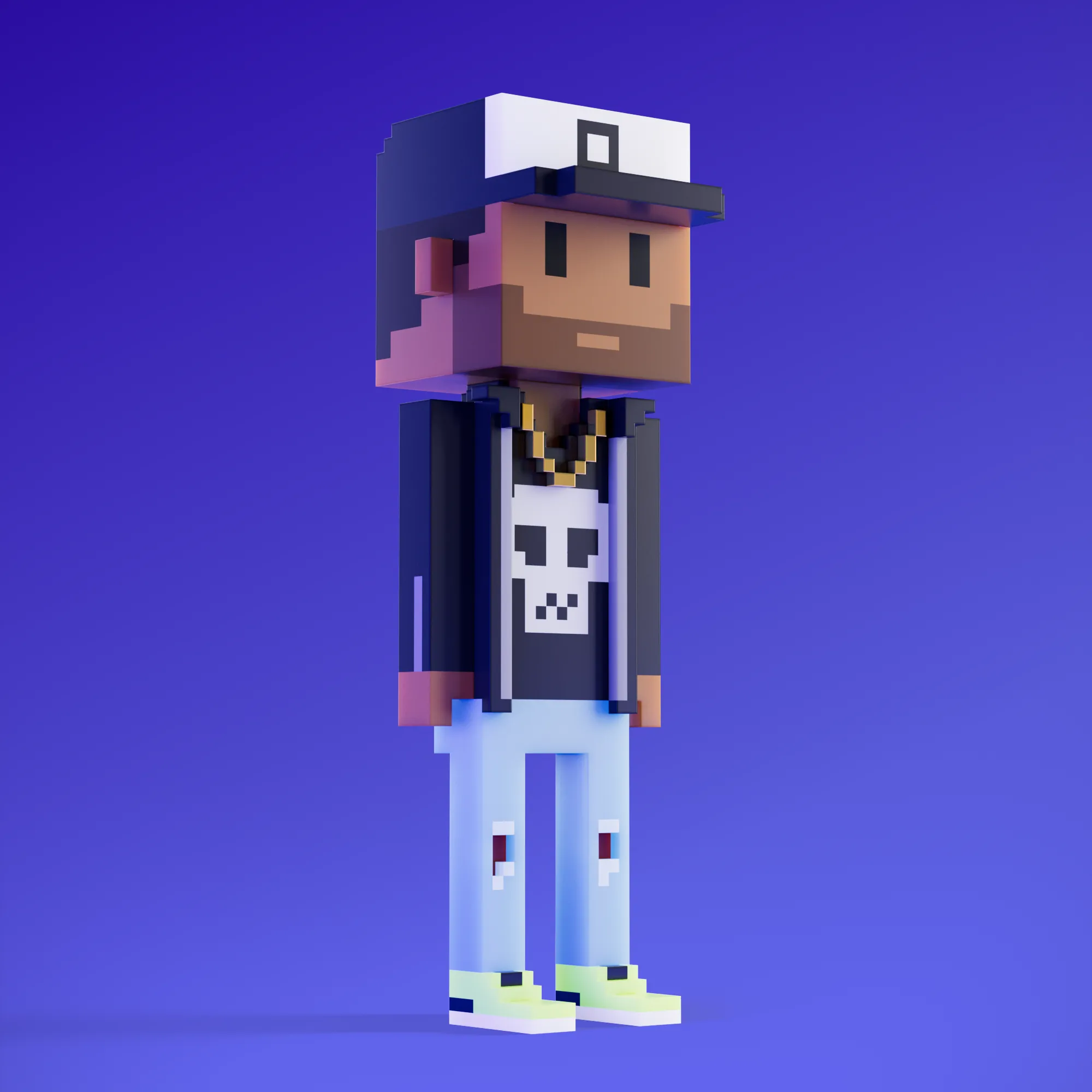Meebits are 20,000 unique 3D voxel characters created by a custom generative algorithm.