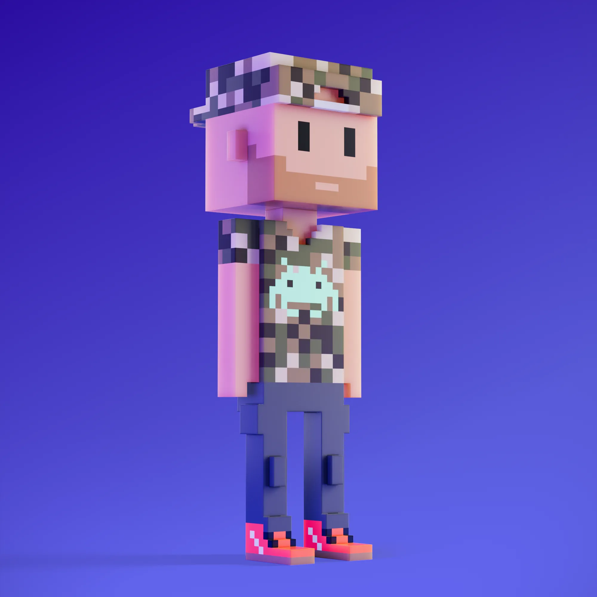 Meebits are 20,000 unique 3D voxel characters created by a custom generative algorithm.