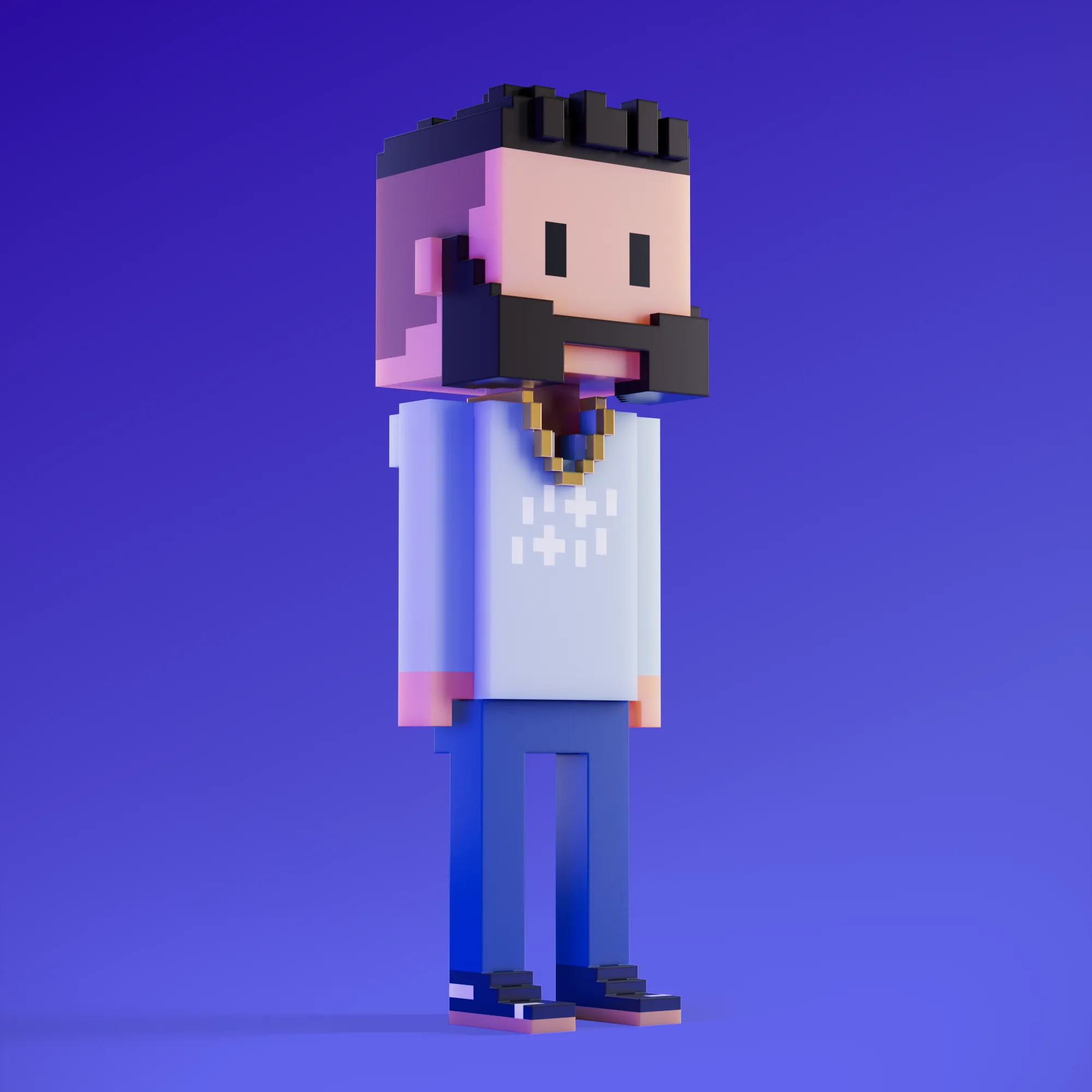 Meebits are 20,000 unique 3D voxel characters created by a custom generative algorithm.
