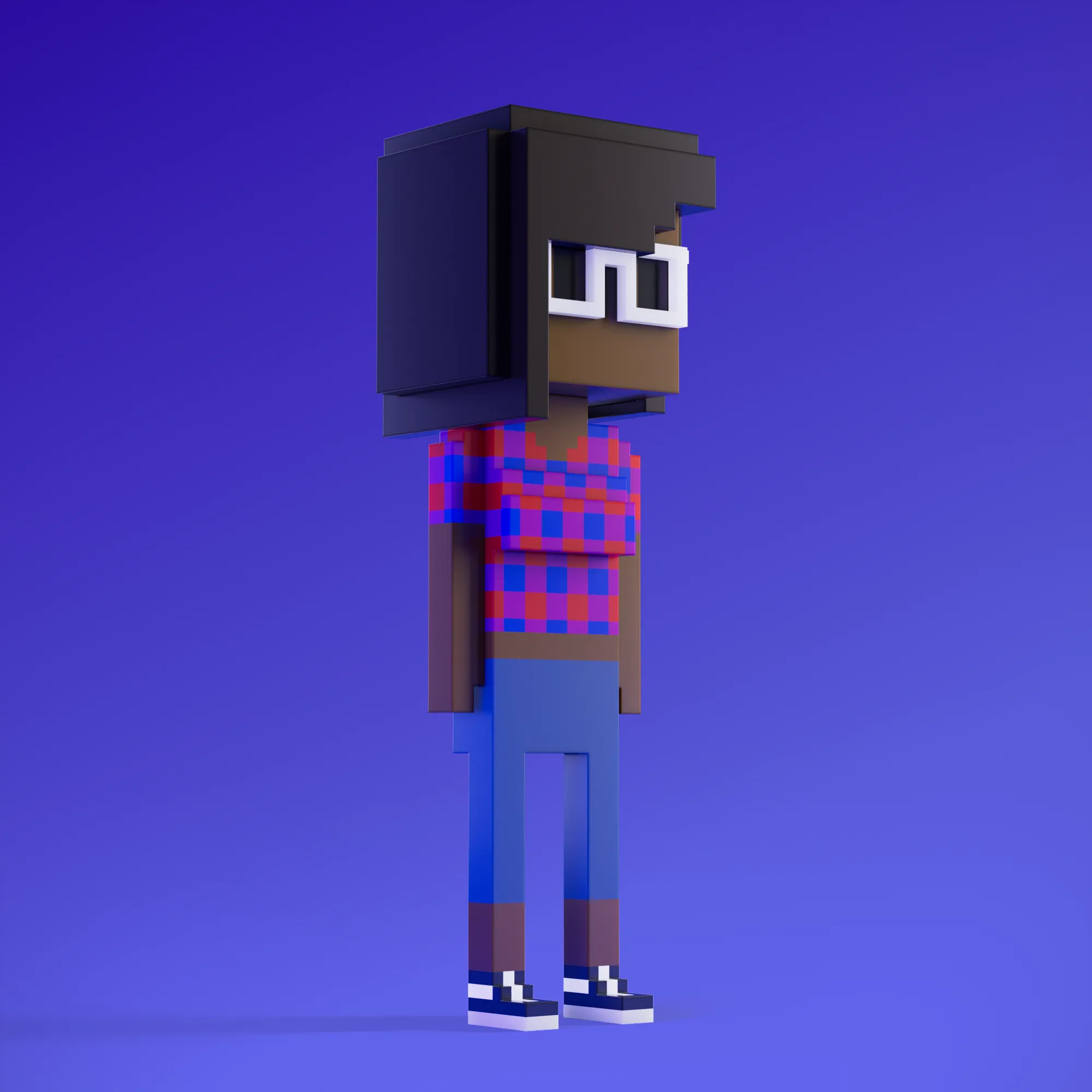 Meebits are 20,000 unique 3D voxel characters created by a custom generative algorithm.