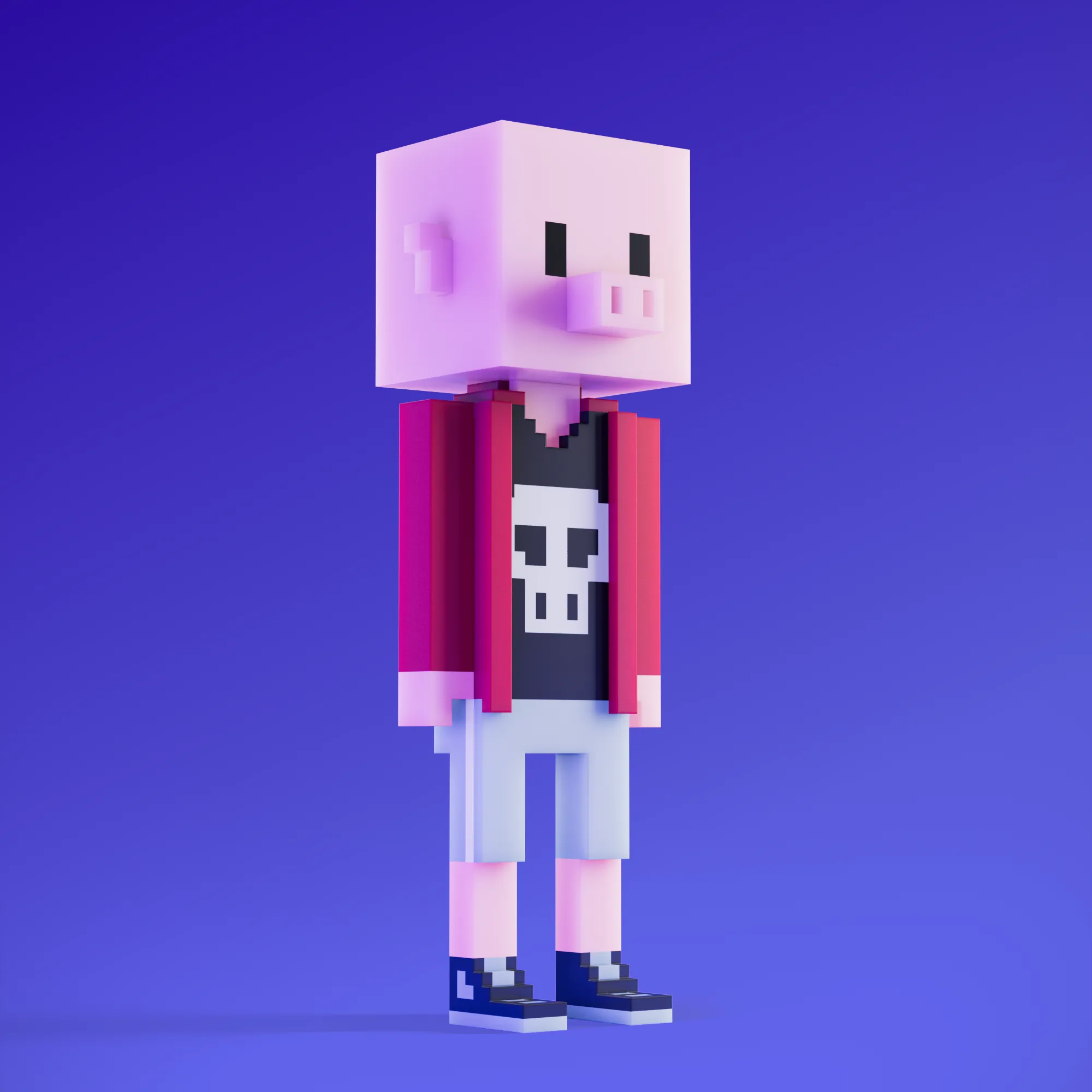 Meebits are 20,000 unique 3D voxel characters created by a custom generative algorithm.