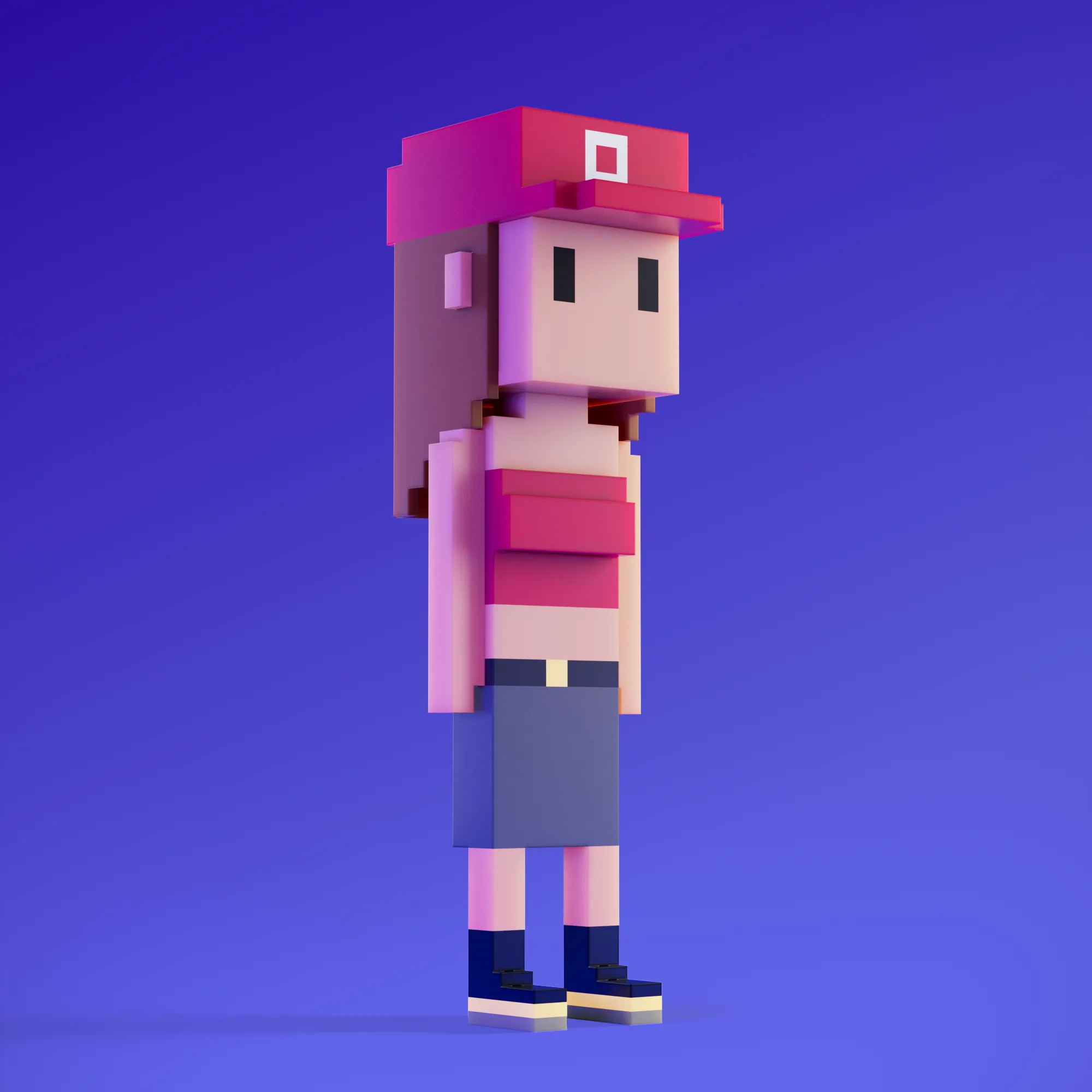 Meebits are 20,000 unique 3D voxel characters created by a custom generative algorithm.